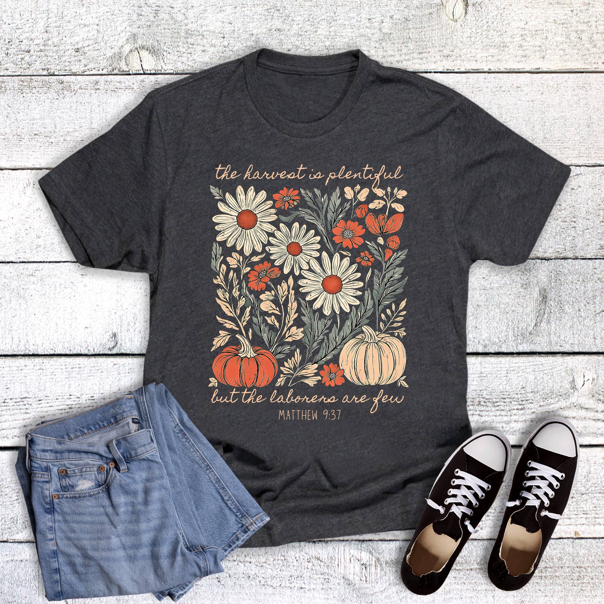 Fall Faith Harvest Is Plentiful Graphic Tee Hoodie, Sweatshirt | PodTeesHub.com