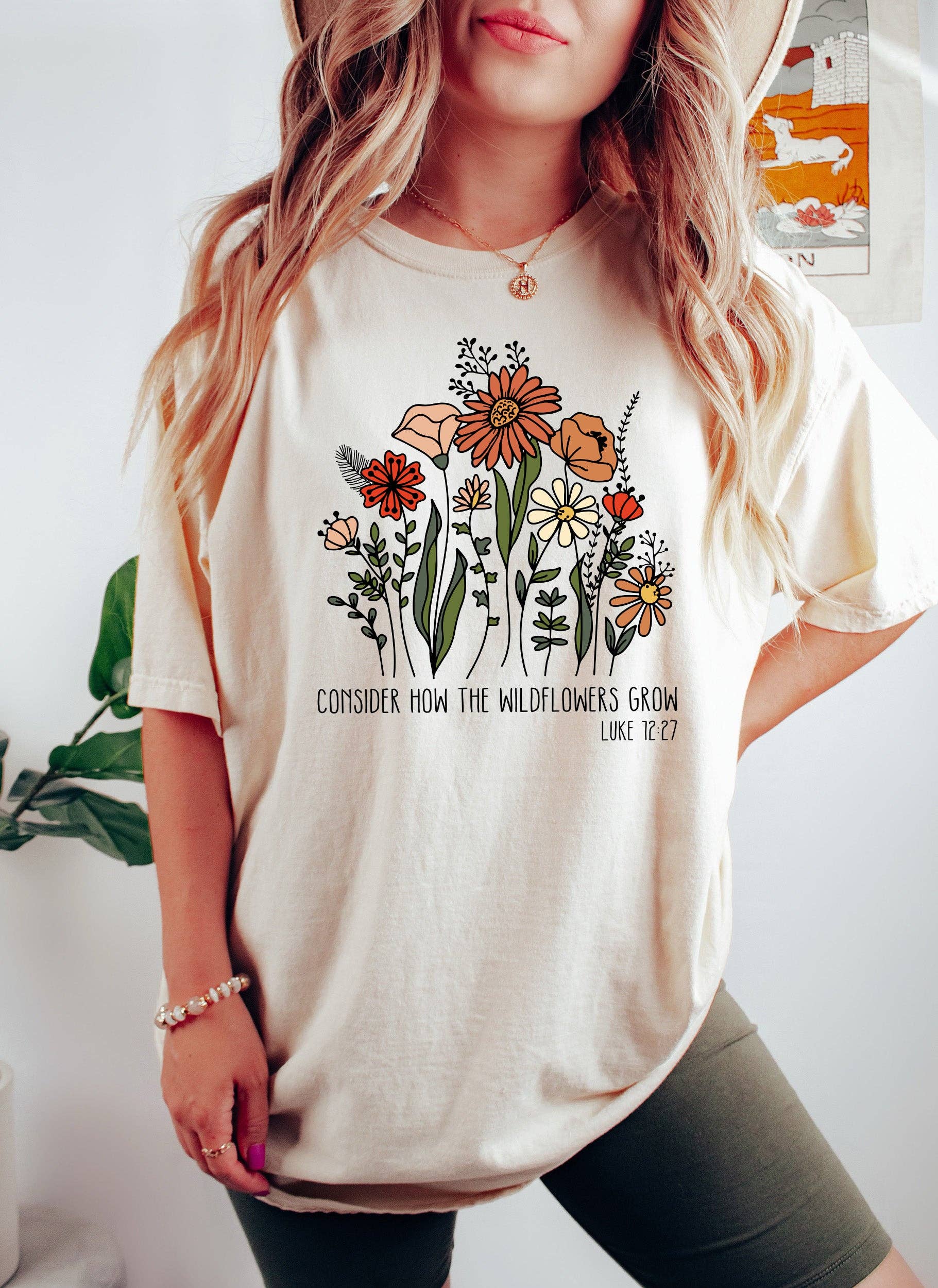 Consider How the Wildflowers Grow Floral Bk T-Shirt Hoodie, Sweatshirt | PodTeesHub.com