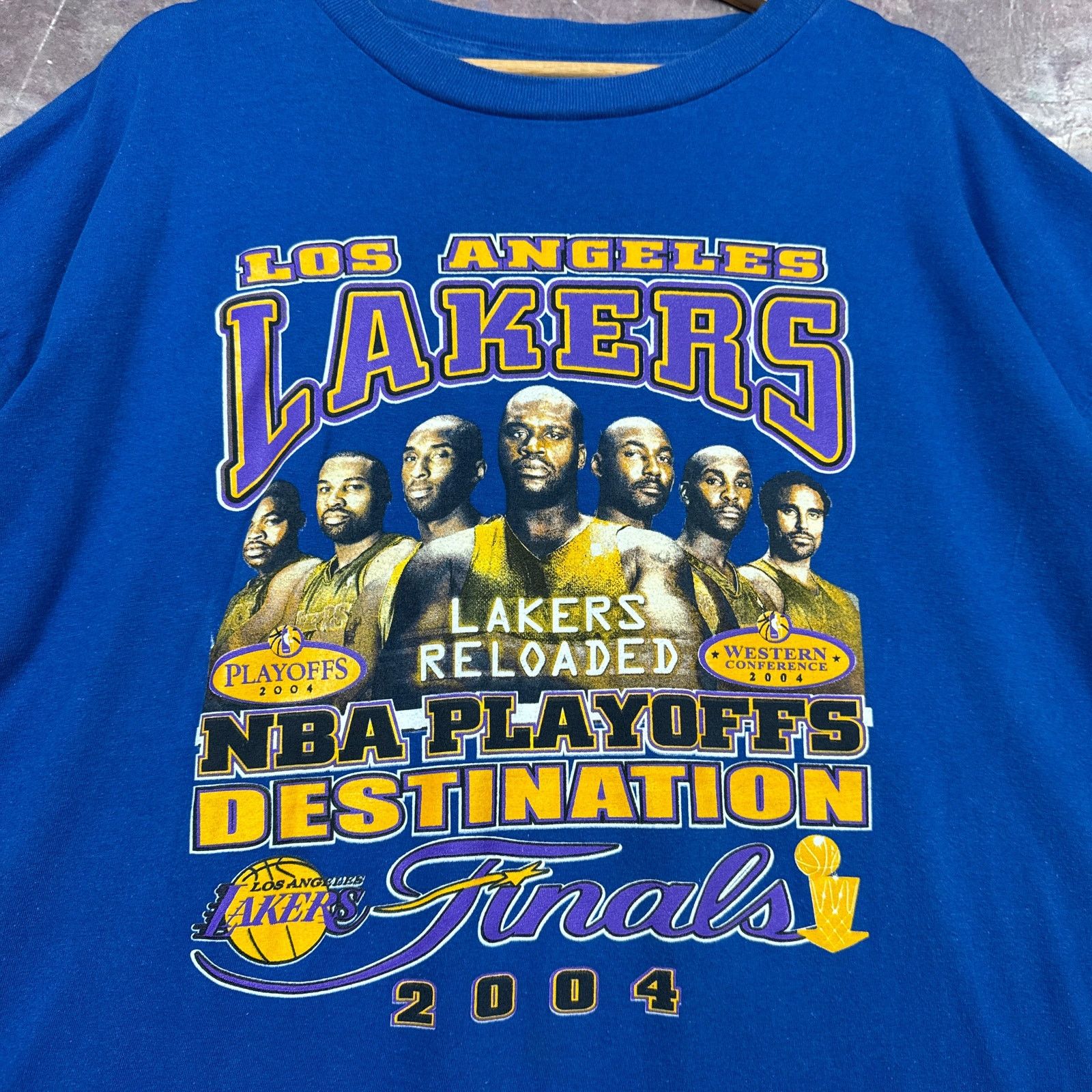 Vintage 2004 Blue Los Angeles Lakers Nba Finals Graphic Tee Xl 3597 Hoodie, Sweatshirt | PodTeesHub.com