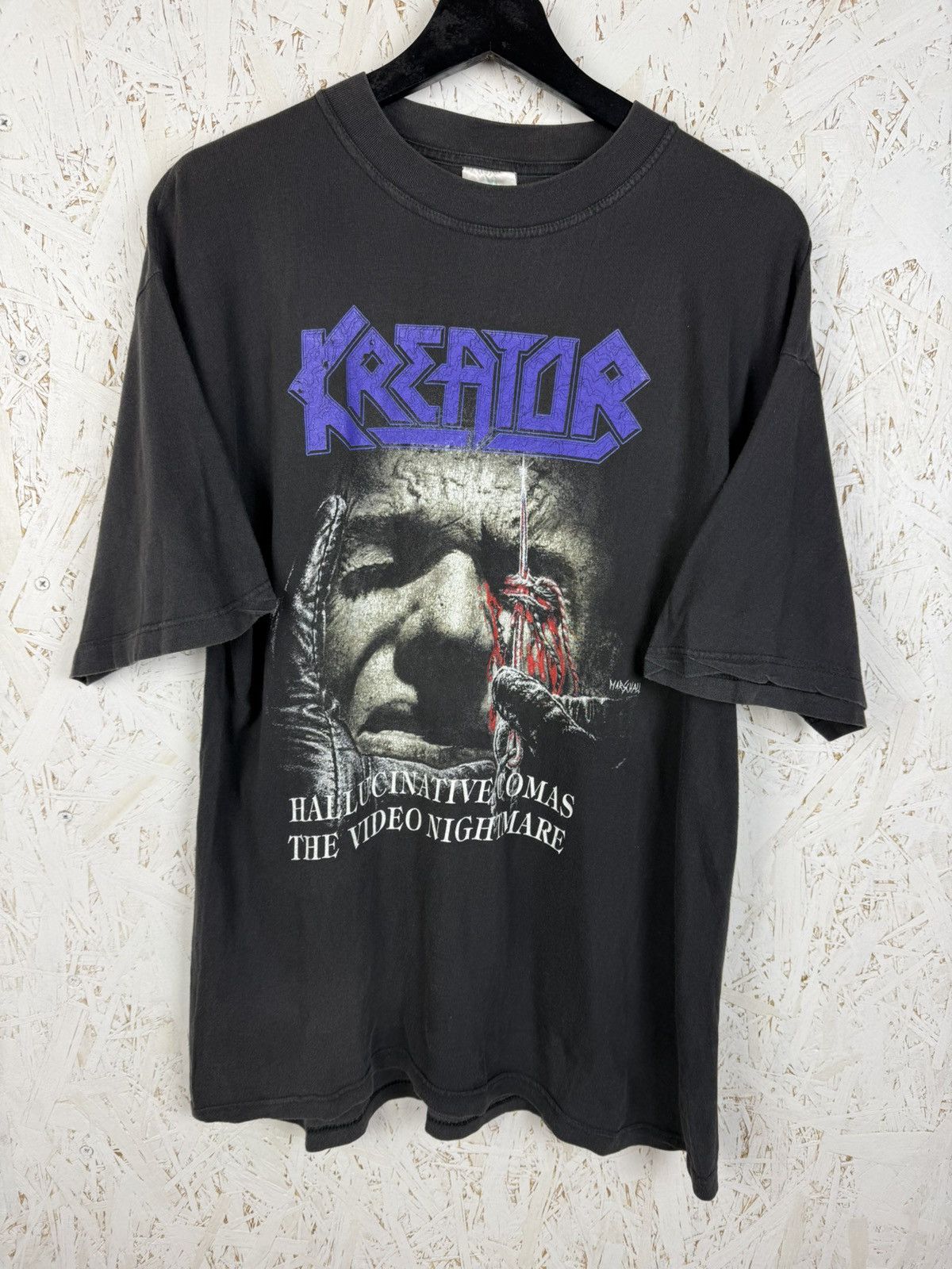 Band Tees 90s Kreator Hallucinative Comas 91 Eu Winter Tour Metal Tee Hoodie, Sweatshirt | PodTeesHub.com