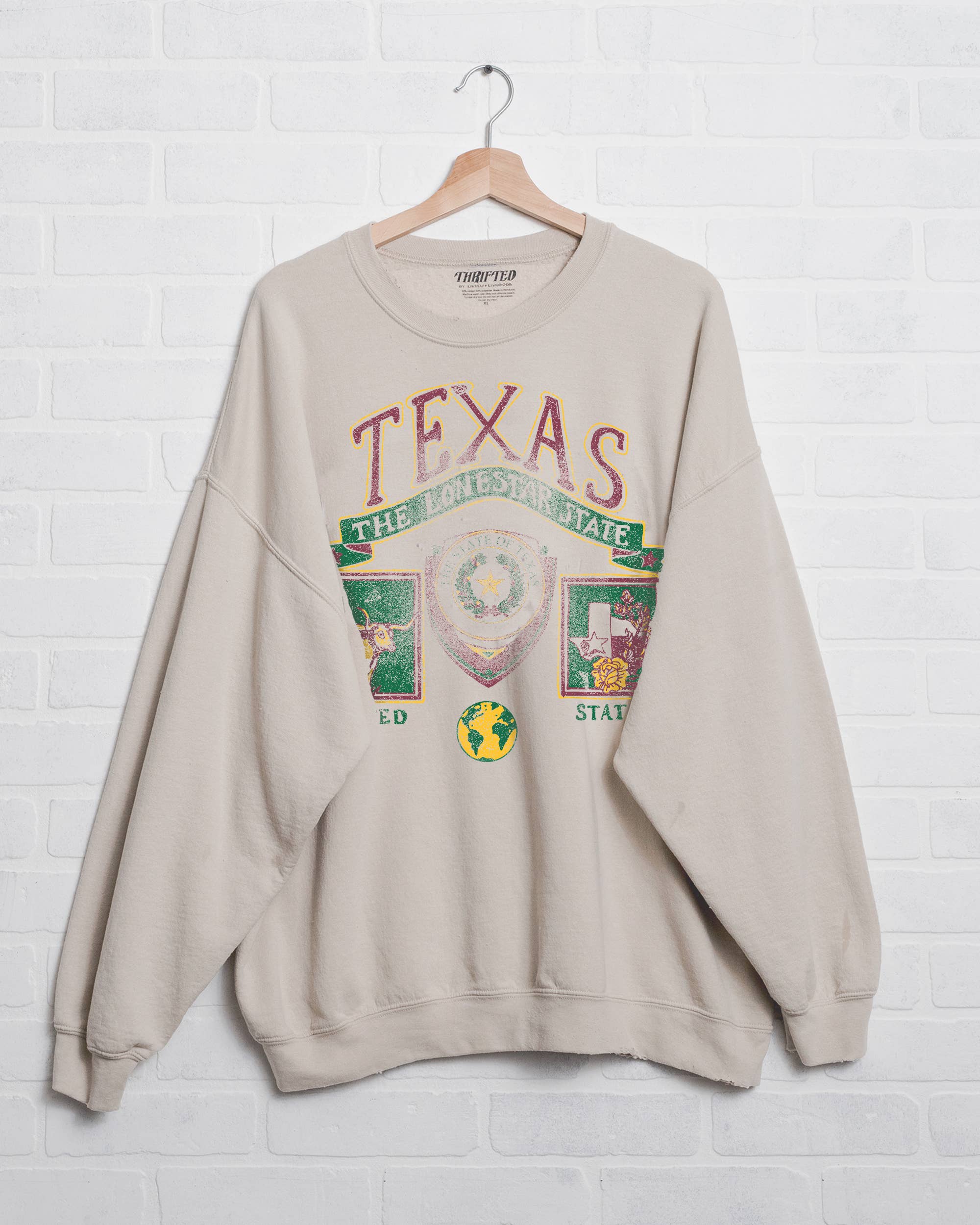 Texas Patch Sand Thrifted Graphic Sweatshirt T-Shirts, Hoodie | PodTeesHub.com