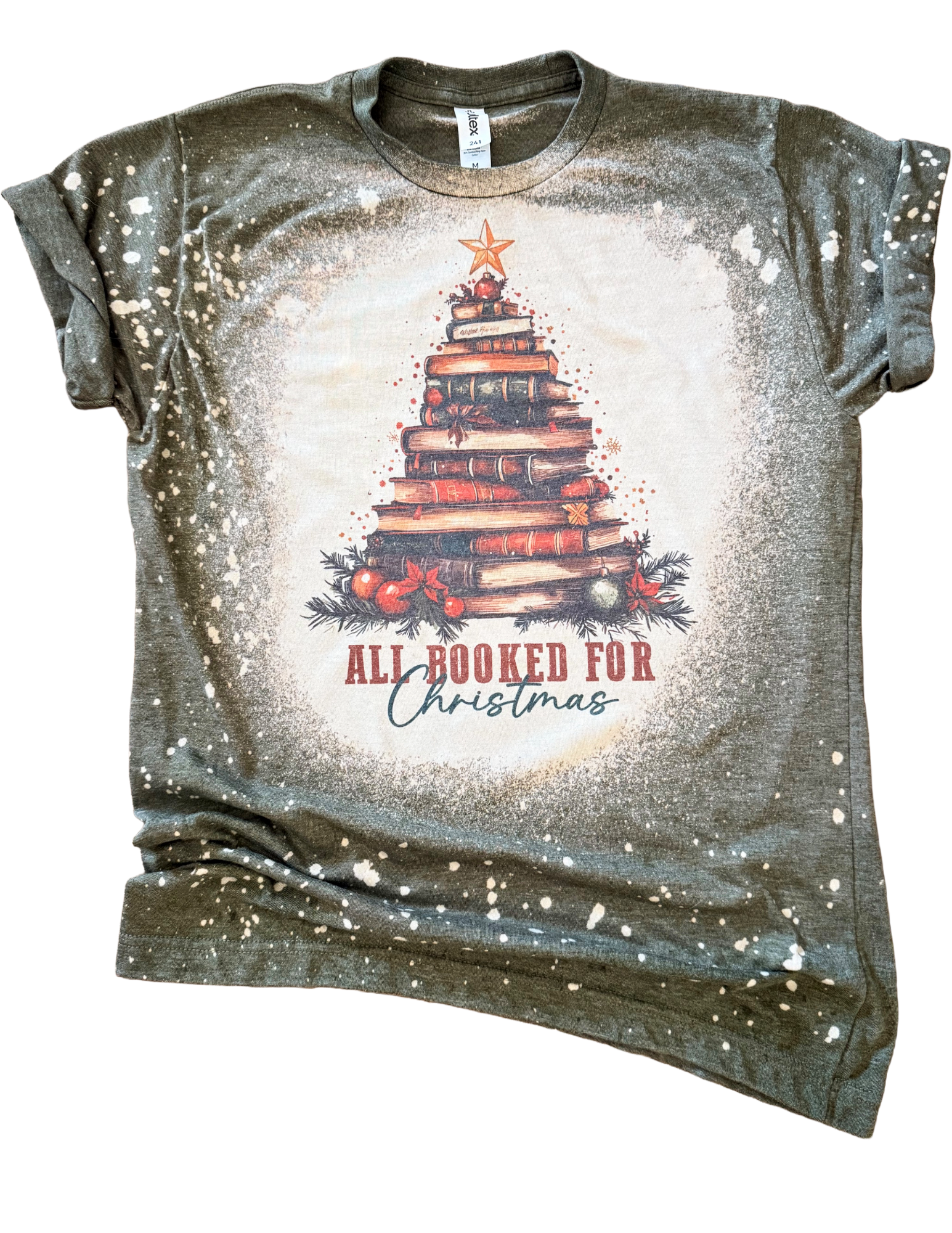 All Booked For Christmas Bleached Tee Hoodie, Sweatshirt | PodTeesHub.com