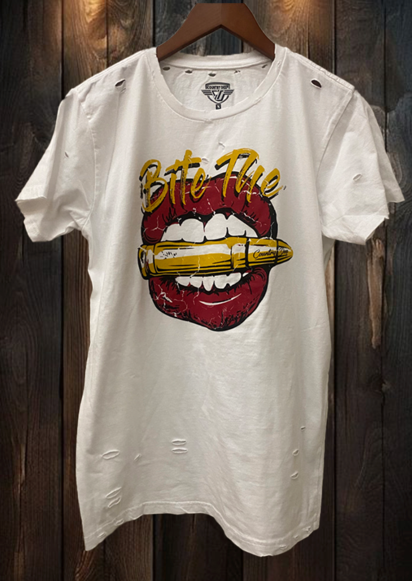 Bite the Bullet Distressed T-Shirt Hoodie, Sweatshirt | PodTeesHub.com