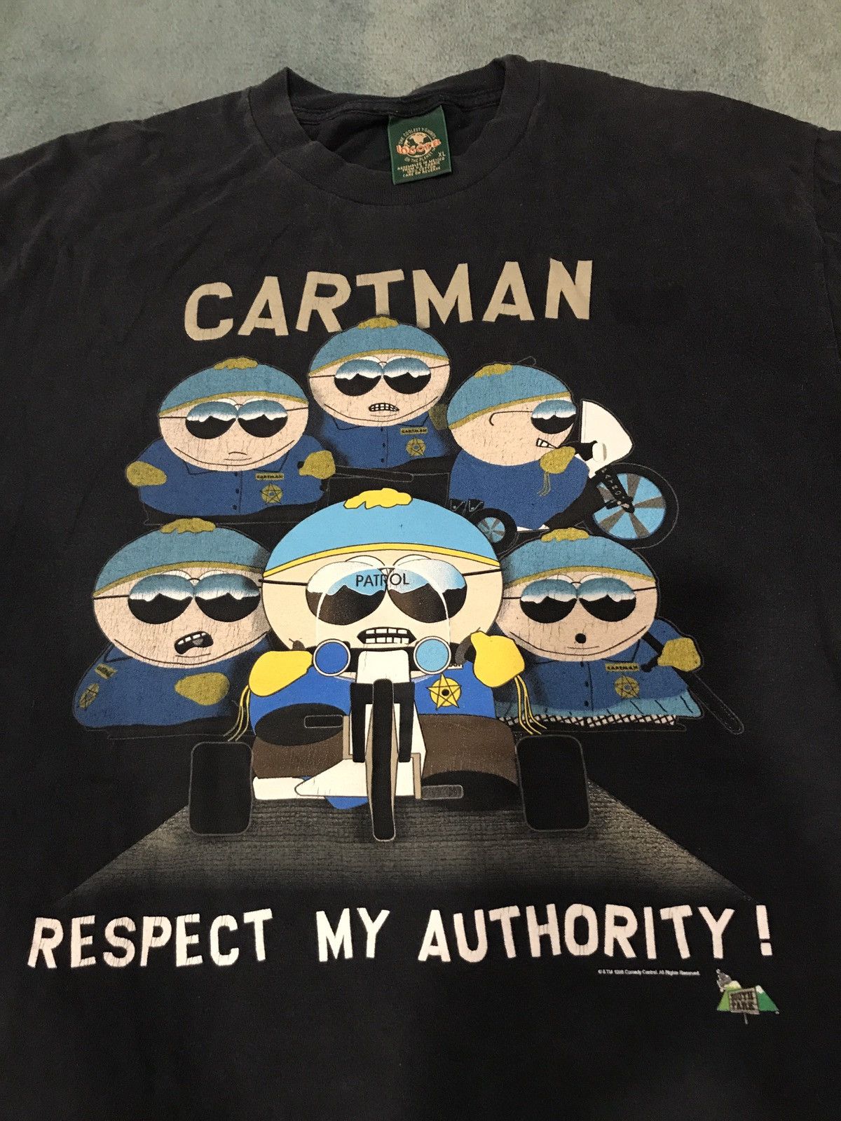 Vintage Vtg 1998 South Park Cartman Respect My Authority T Shirt Xl Hoodie, Sweatshirt | PodTeesHub.com