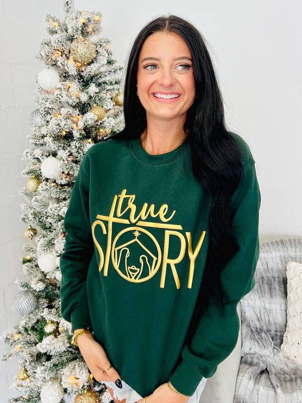 True Story Nativity Scene Puff Sweatshirt T-Shirts, Hoodie | PodTeesHub.com