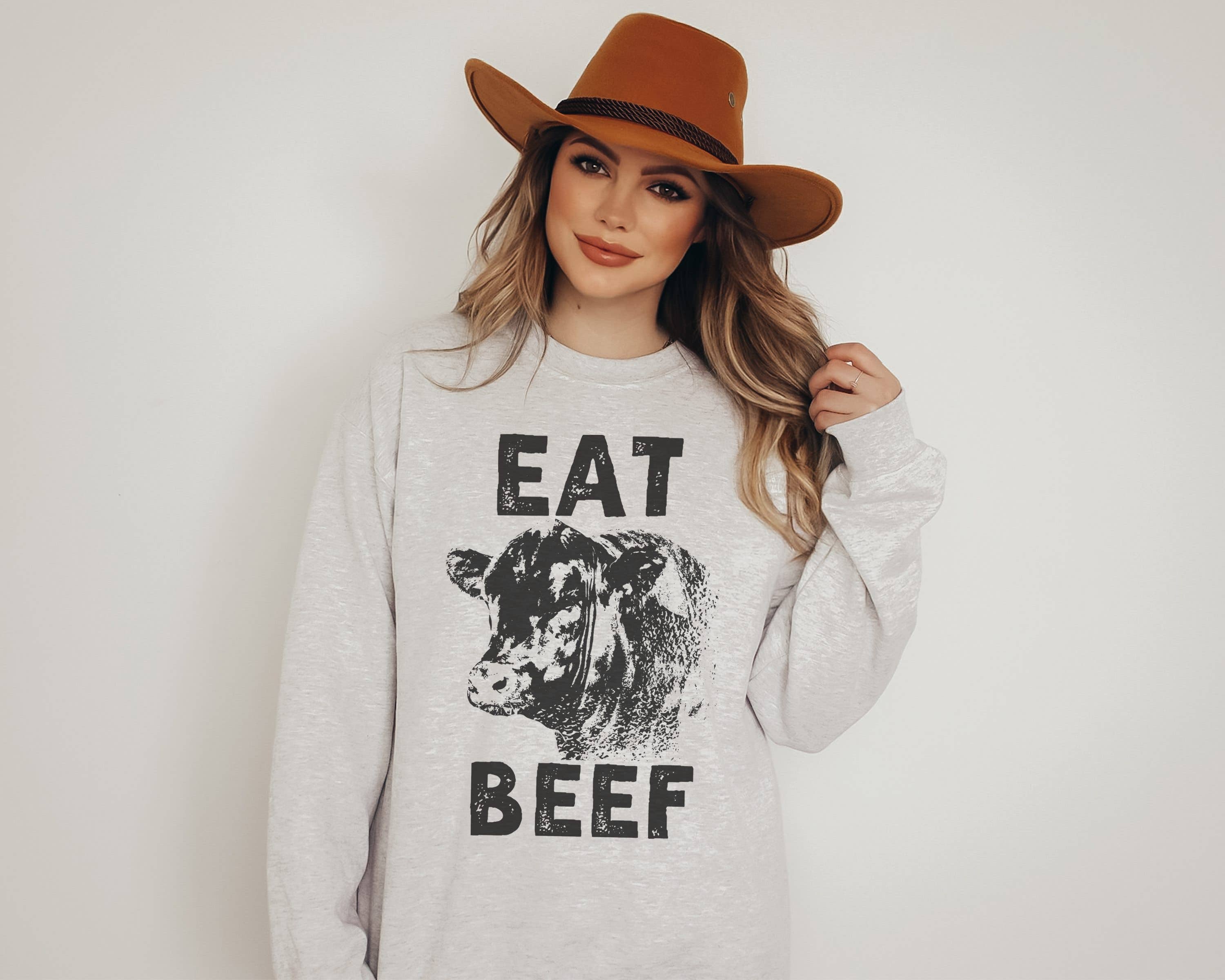 Eat Beef Crew Neck Sweatshirt T-Shirts, Hoodie | PodTeesHub.com