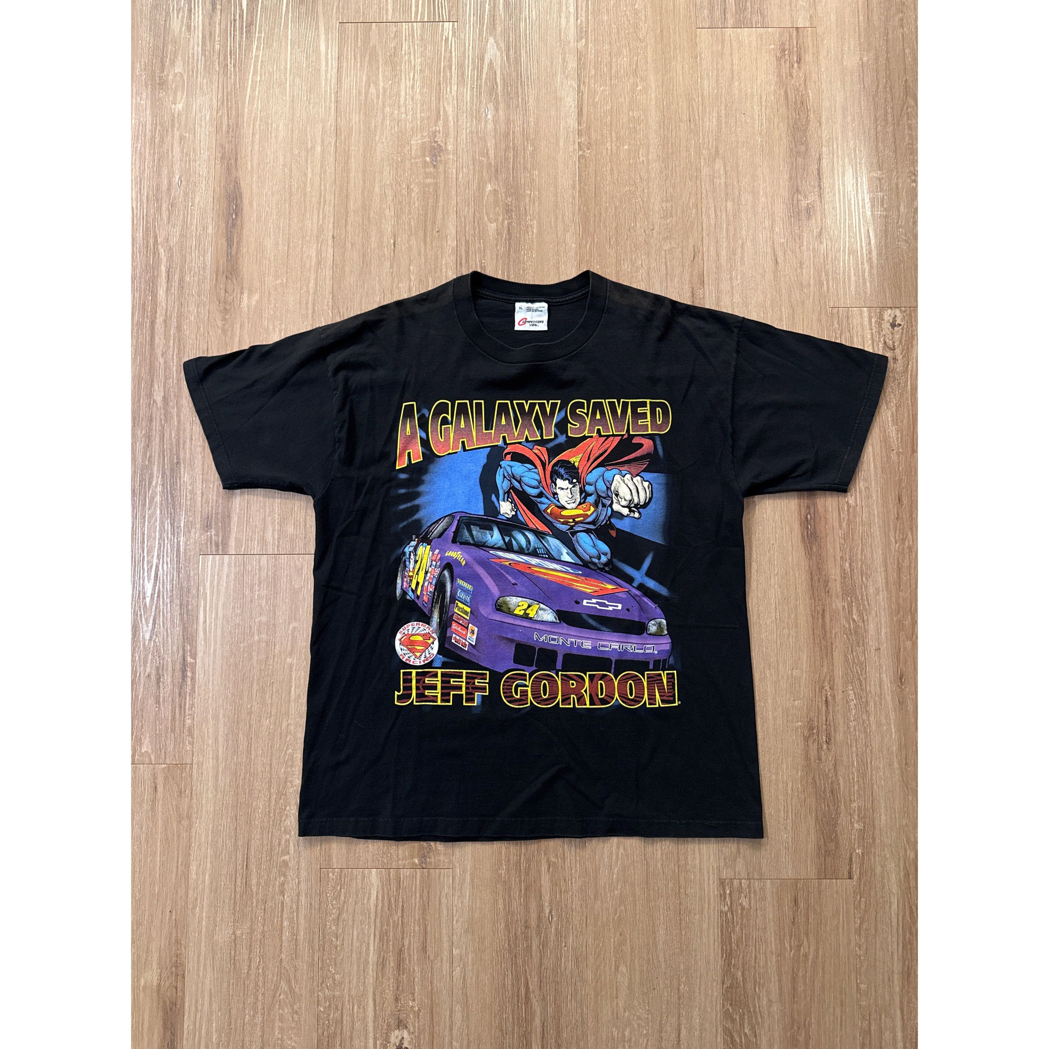 Other Vintage 1999 Nascar Jeff Gordon Superman A Galaxy Saved Tee Hoodie, Sweatshirt | PodTeesHub.com