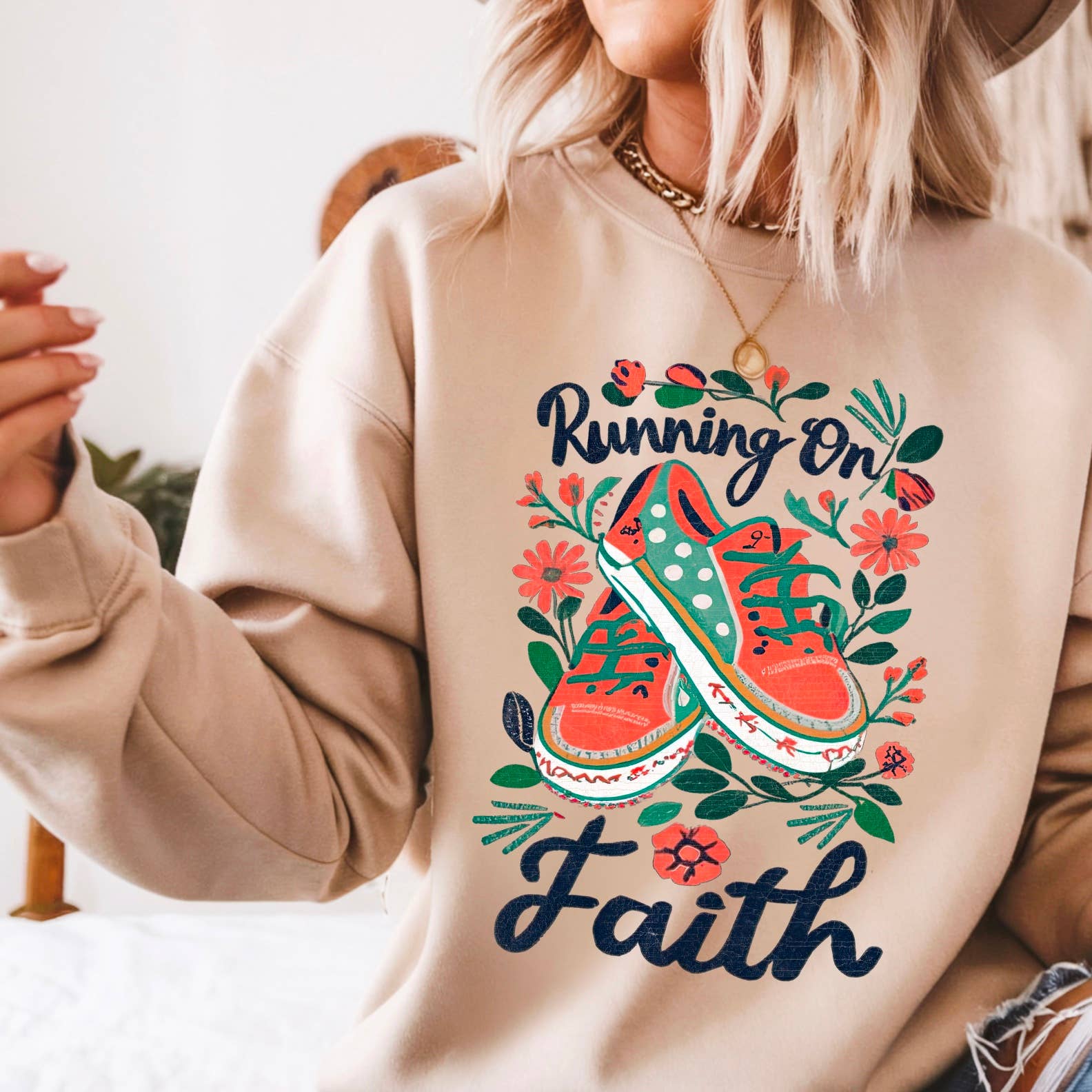 Running On Faith Christian Sweatshirt T-Shirts, Hoodie | PodTeesHub.com