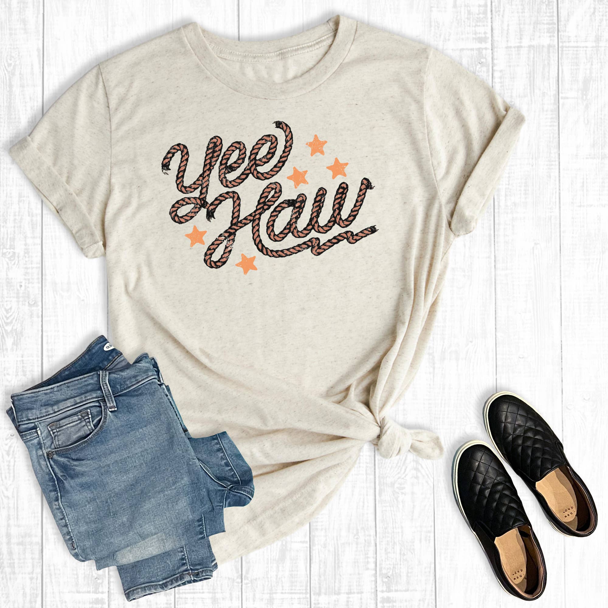 Western Yee Haw Rope Graphic Tee Hoodie, Sweatshirt | PodTeesHub.com