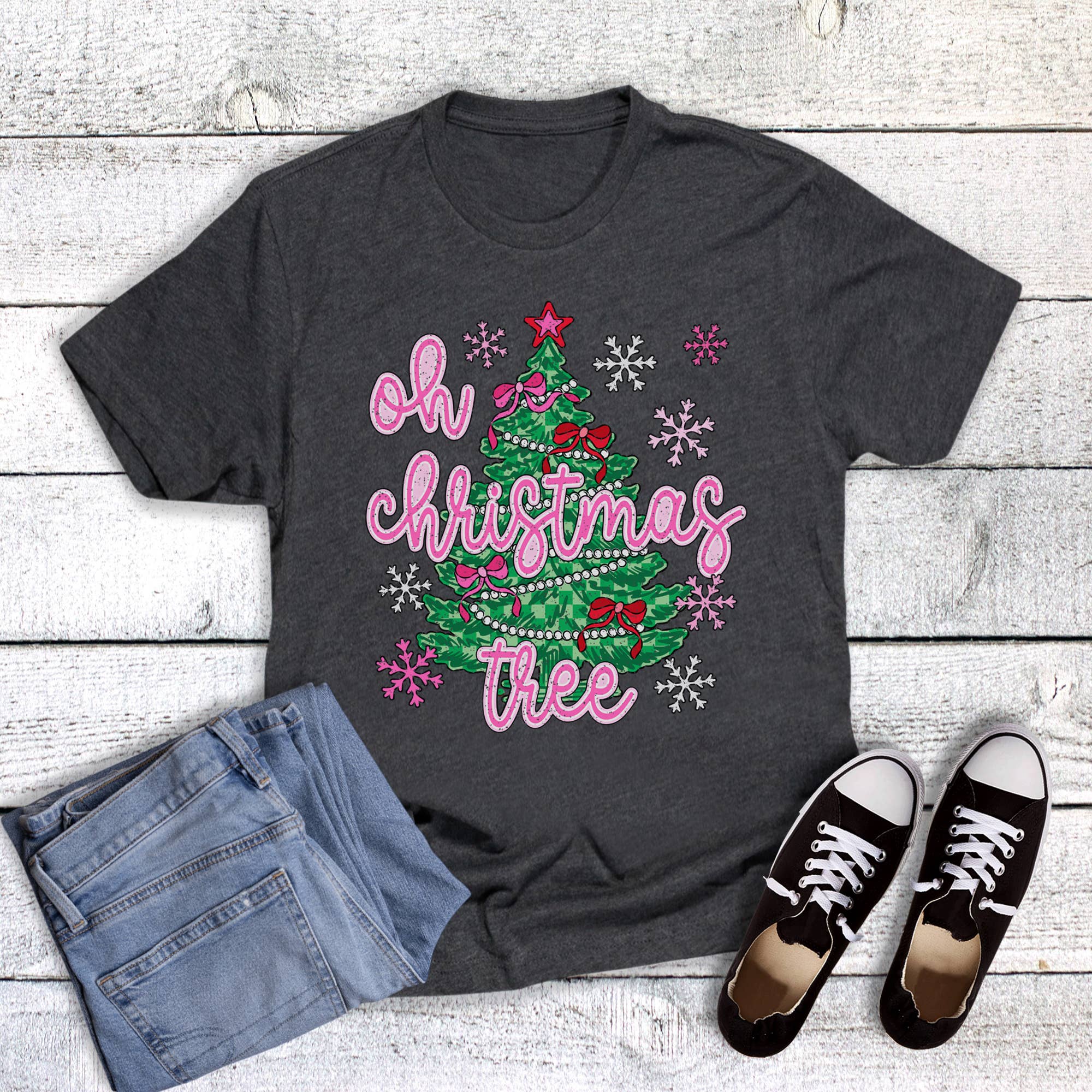 Retro Oh Christmas Tree Snowflakes Graphic Tee Hoodie, Sweatshirt | PodTeesHub.com