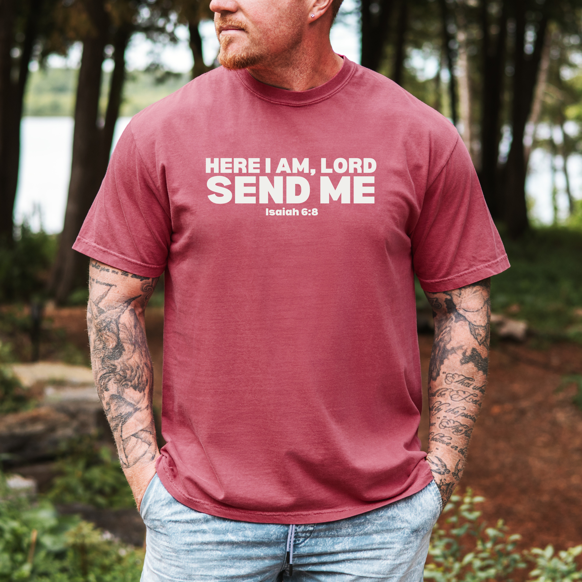 Here I Am Lord Send Me Christian Graphic T-Shirt Hoodie, Sweatshirt | PodTeesHub.com