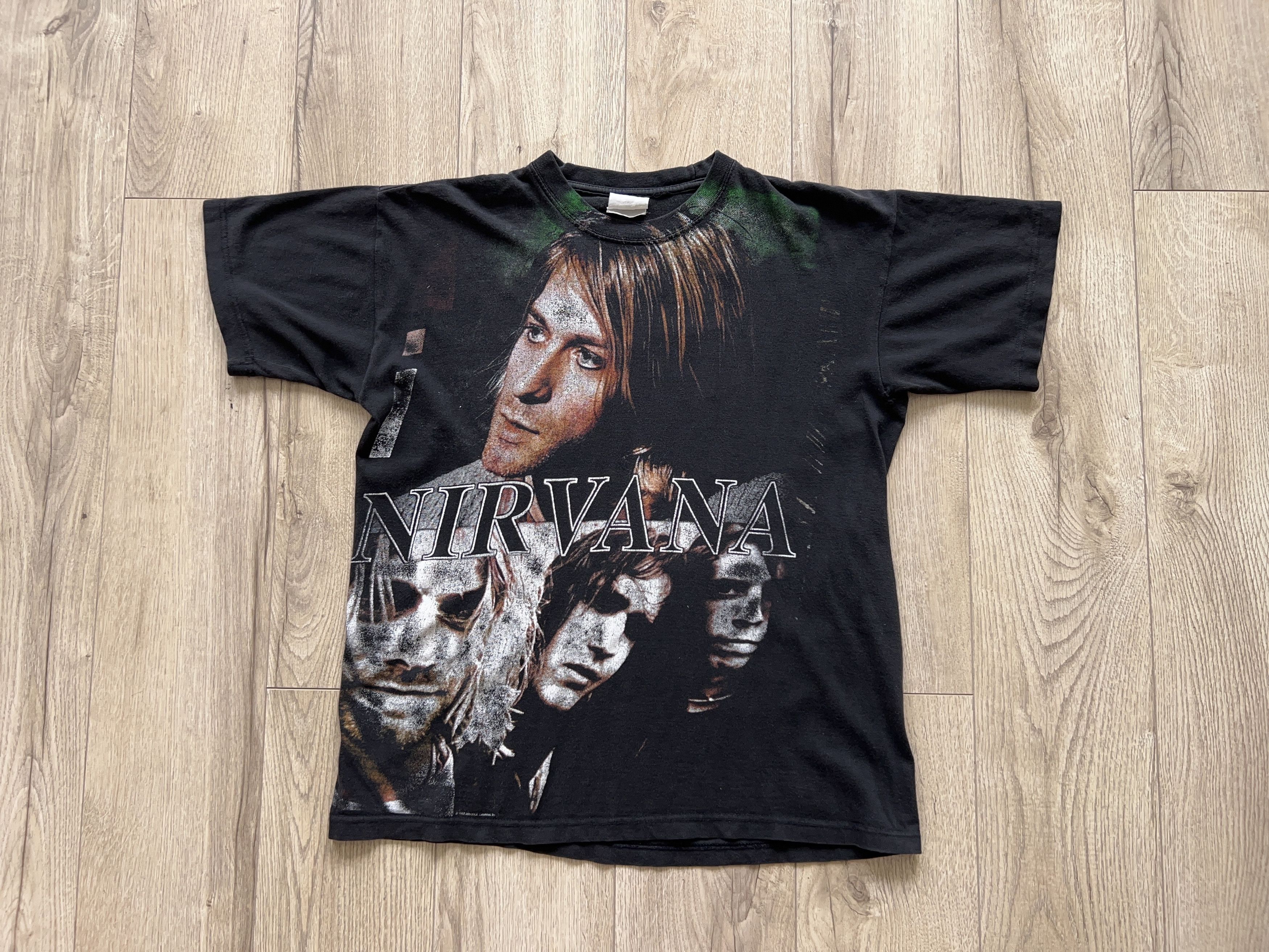 Vintage 1990s Kurt Cobain All Over T Shirt Tee Rock Band Size M Hoodie, Sweatshirt | PodTeesHub.com
