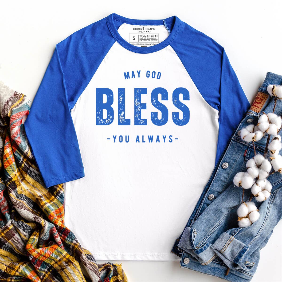 May God Bless You Always Raglan 3/4 Sleeve Christian T-Shirt Hoodie, Sweatshirt | PodTeesHub.com