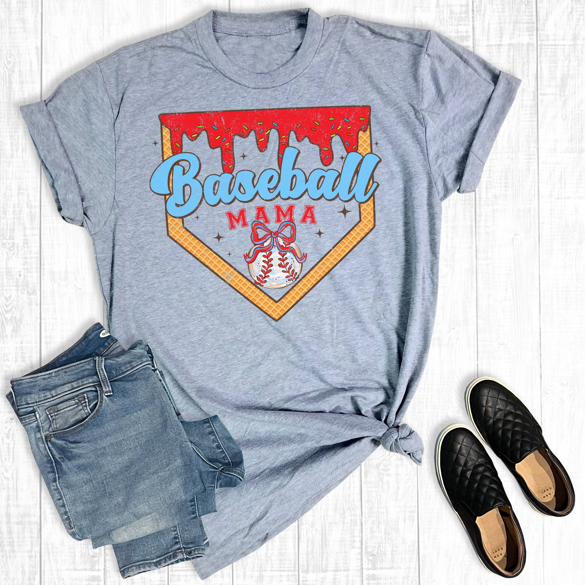 Baseball Mama Ice Cream Cone Graphic Tee Hoodie, Sweatshirt | PodTeesHub.com