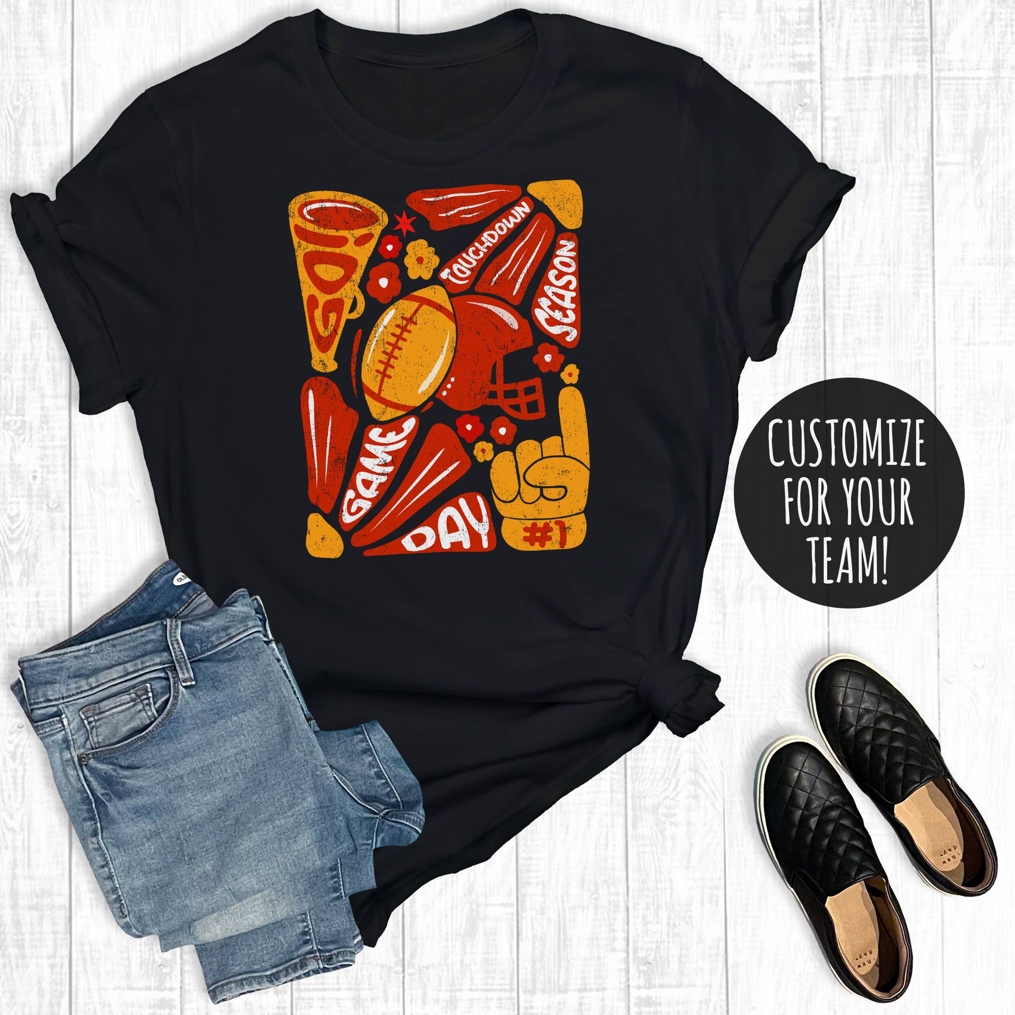 Custom Floral Game Day Graphic Tee Hoodie, Sweatshirt | PodTeesHub.com