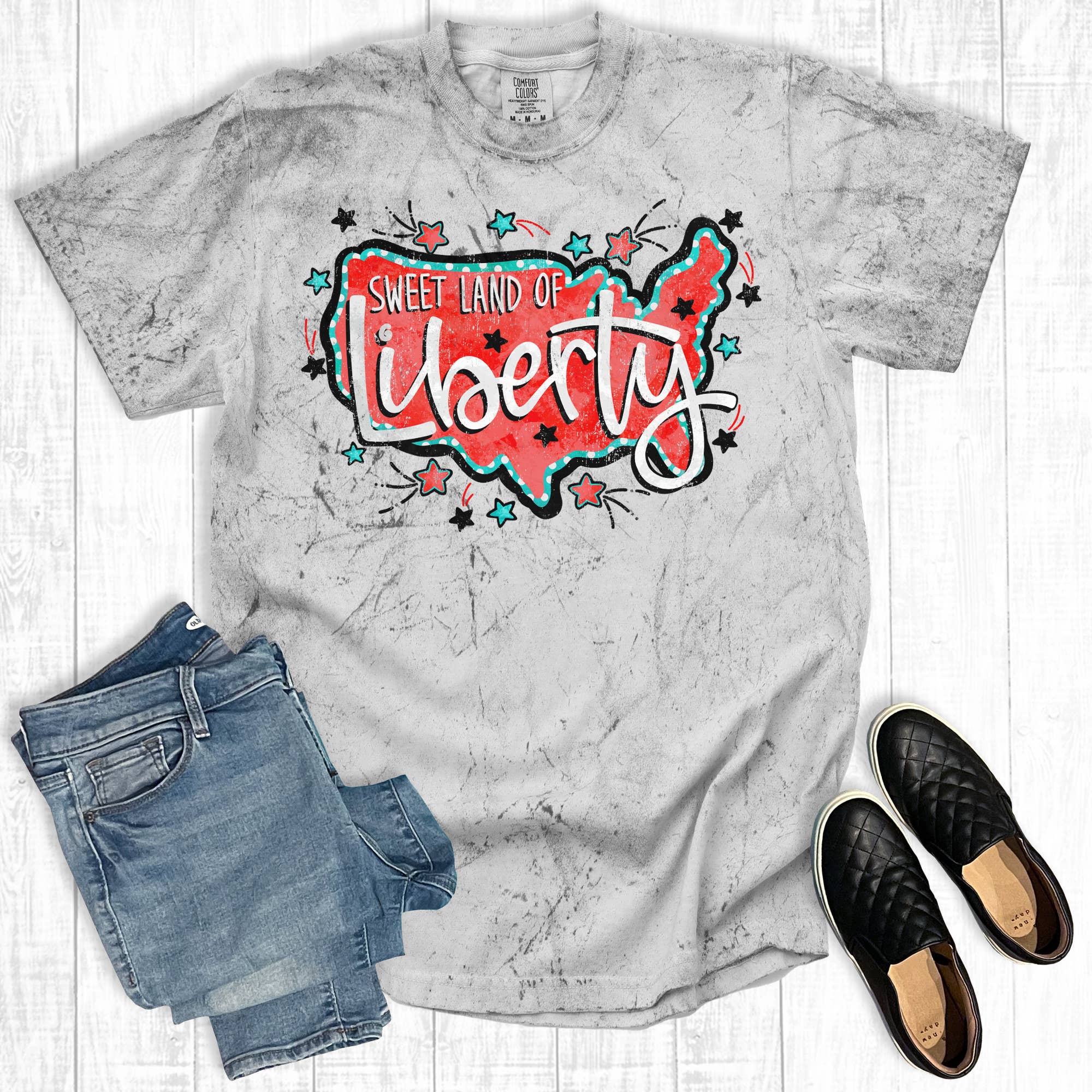 Fourth of July Sweet Land of Liberty Comfort Colors Tee Hoodie, Sweatshirt | PodTeesHub.com