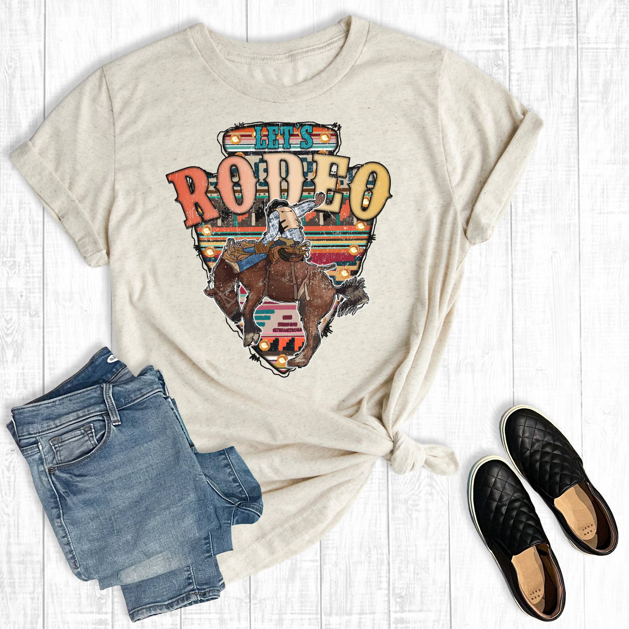 Western Let's Rodeo Graphic Tee Hoodie, Sweatshirt | PodTeesHub.com