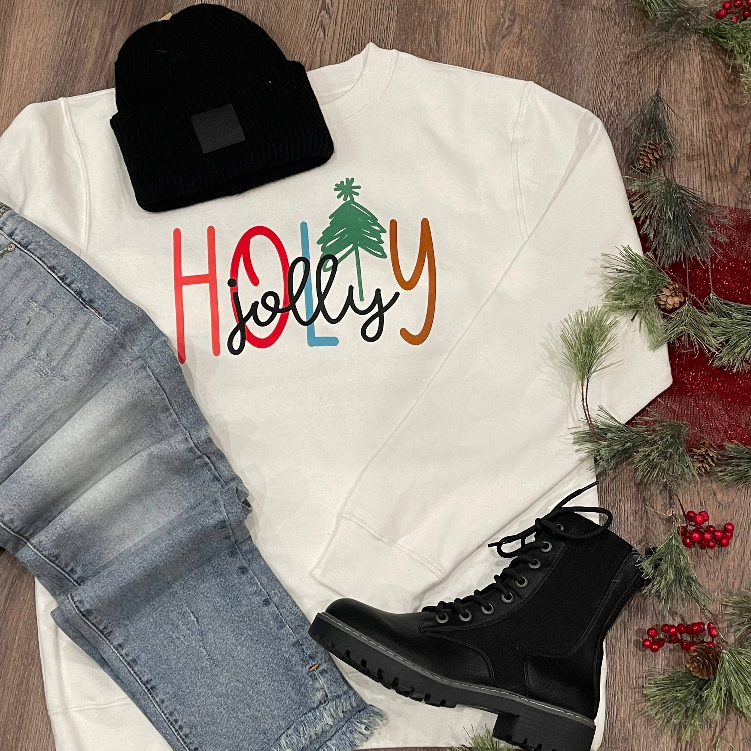 Holly Jolly Crewneck Sweatshirt T-Shirts, Hoodie | PodTeesHub.com