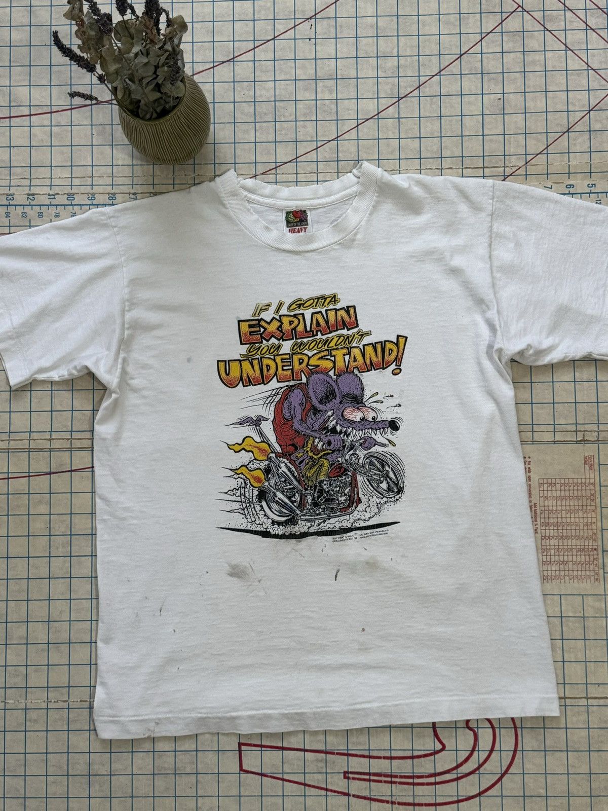 Vintage Rat Fink Hot Rod Graphic Tee With Wear Large Hoodie, Sweatshirt | PodTeesHub.com