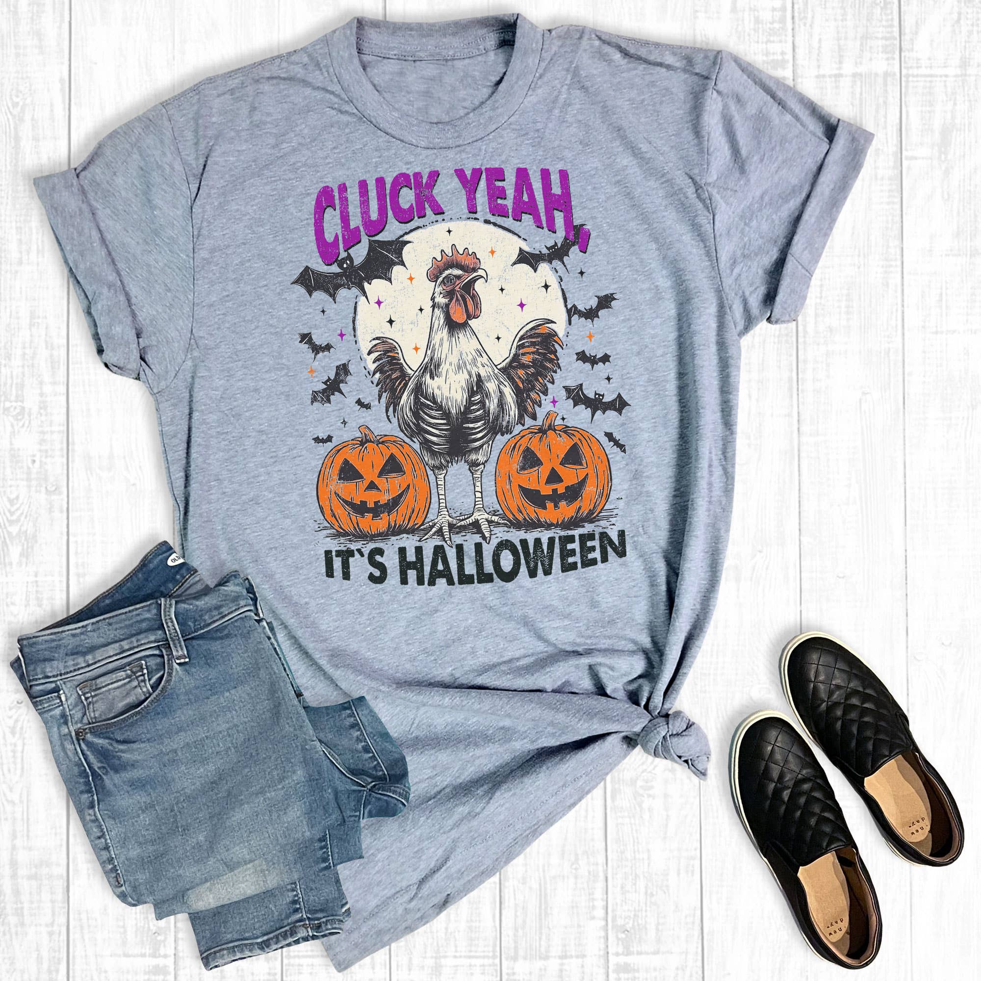 Chicken Cluck Yeah It's Halloween Graphic Tee Hoodie, Sweatshirt | PodTeesHub.com