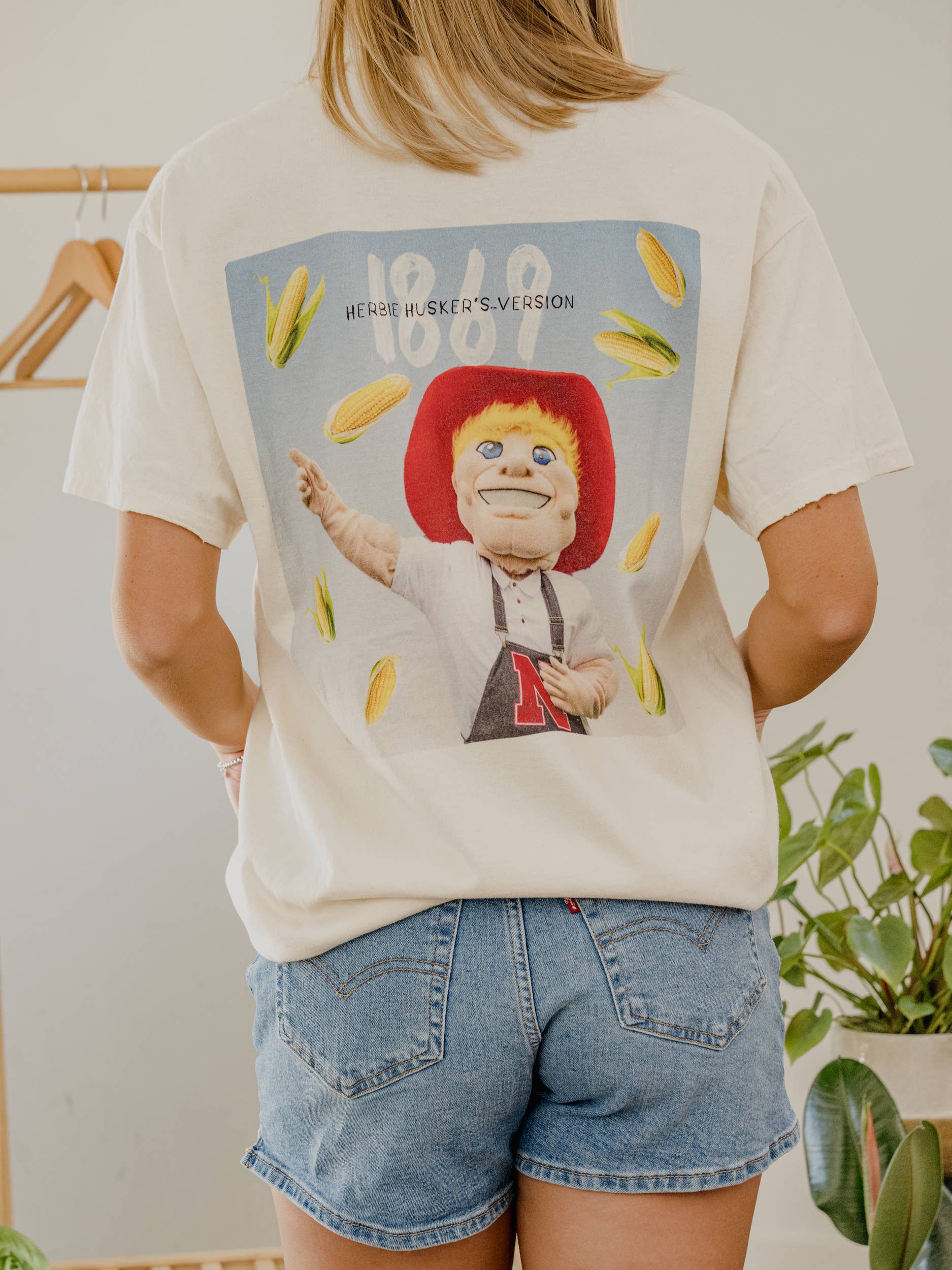 Nebraska Huskers Herbie's Version Off White Thrifted Tee Hoodie, Sweatshirt | PodTeesHub.com