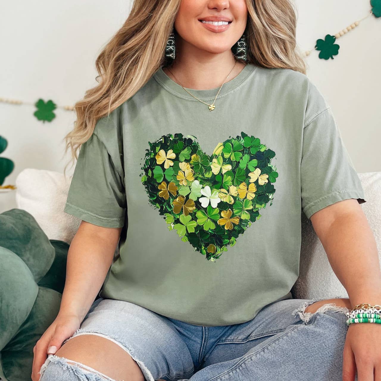 Clover Heart Tee Hoodie, Sweatshirt | PodTeesHub.com