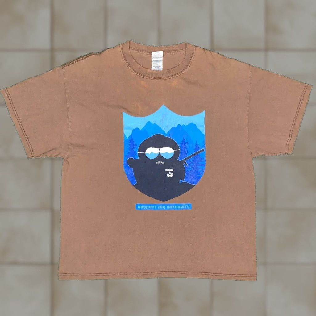 Vintage Delta South Park Cartman Respect My Authority Brown Graphic Tshirt L Y2k Mens Hoodie, Sweatshirt | PodTeesHub.com