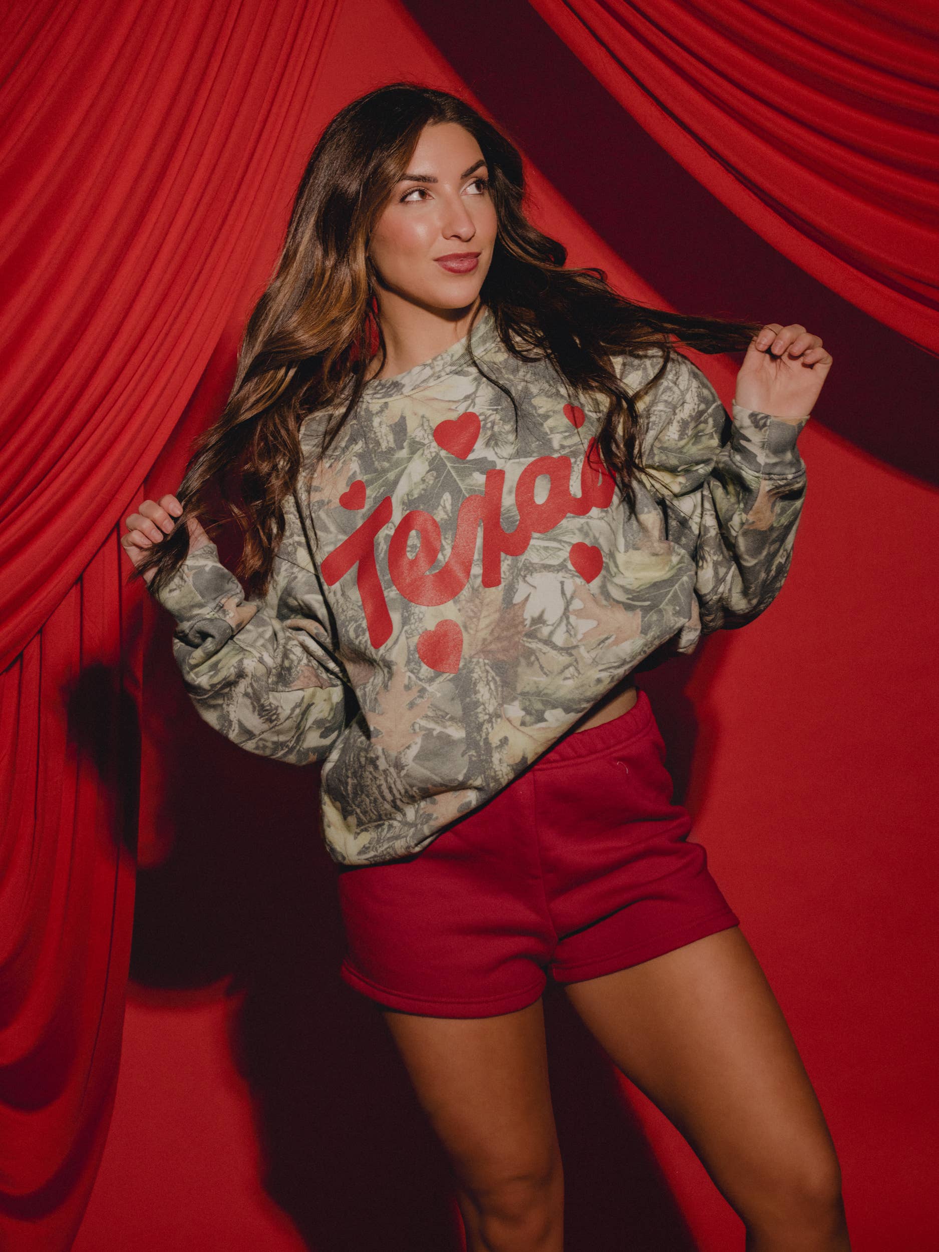 Texas Hearts Camo Sweatshirt T-Shirts, Hoodie | PodTeesHub.com