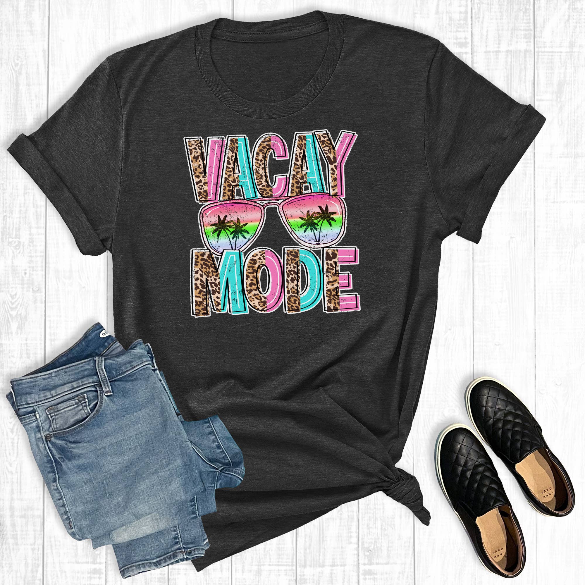 Leopard Vacay Mode Graphic Tee Hoodie, Sweatshirt | PodTeesHub.com