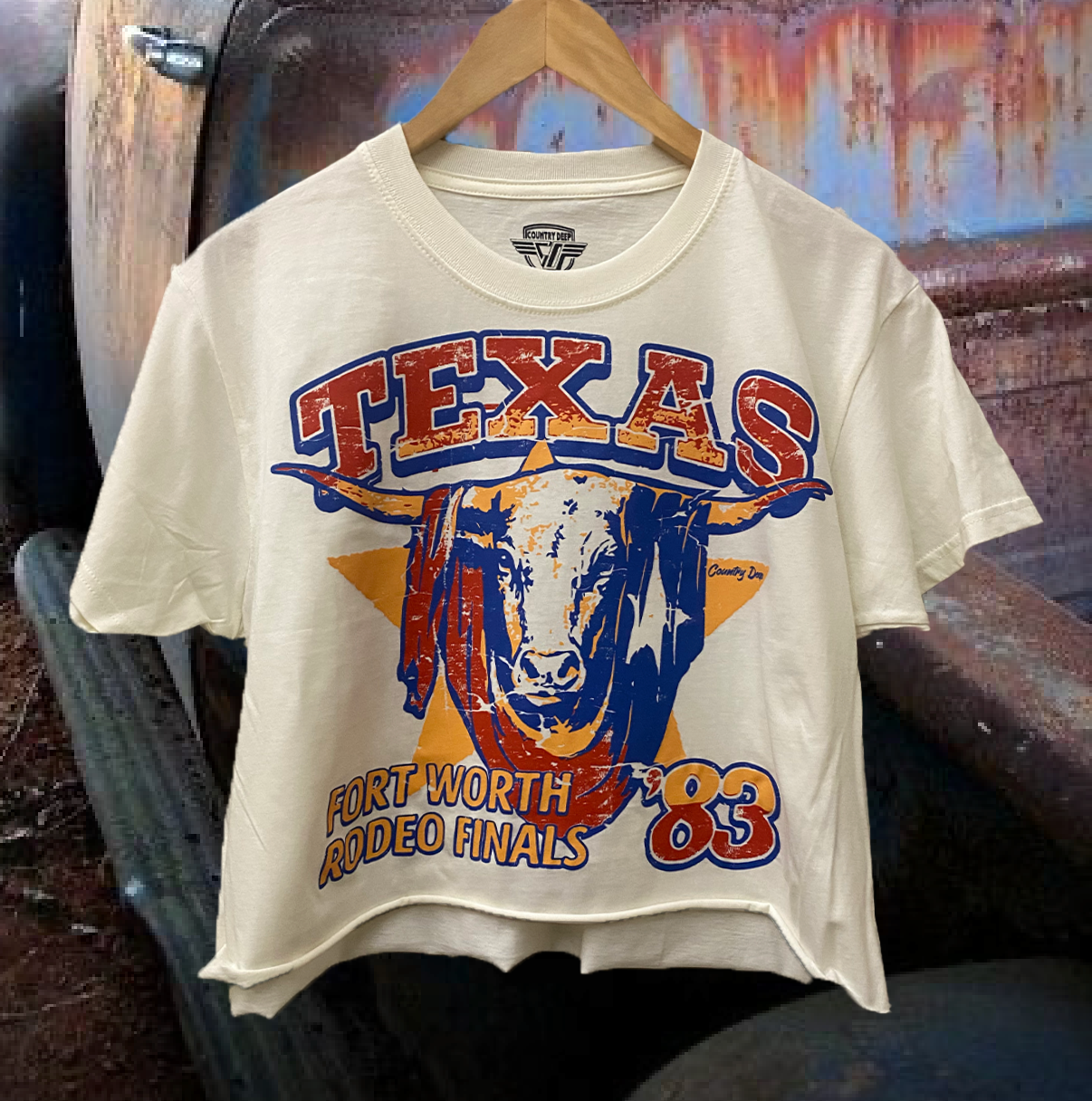 Fort Worth Texas Rodeo Finals 83 Relaxed Crop Tee Hoodie, Sweatshirt | PodTeesHub.com