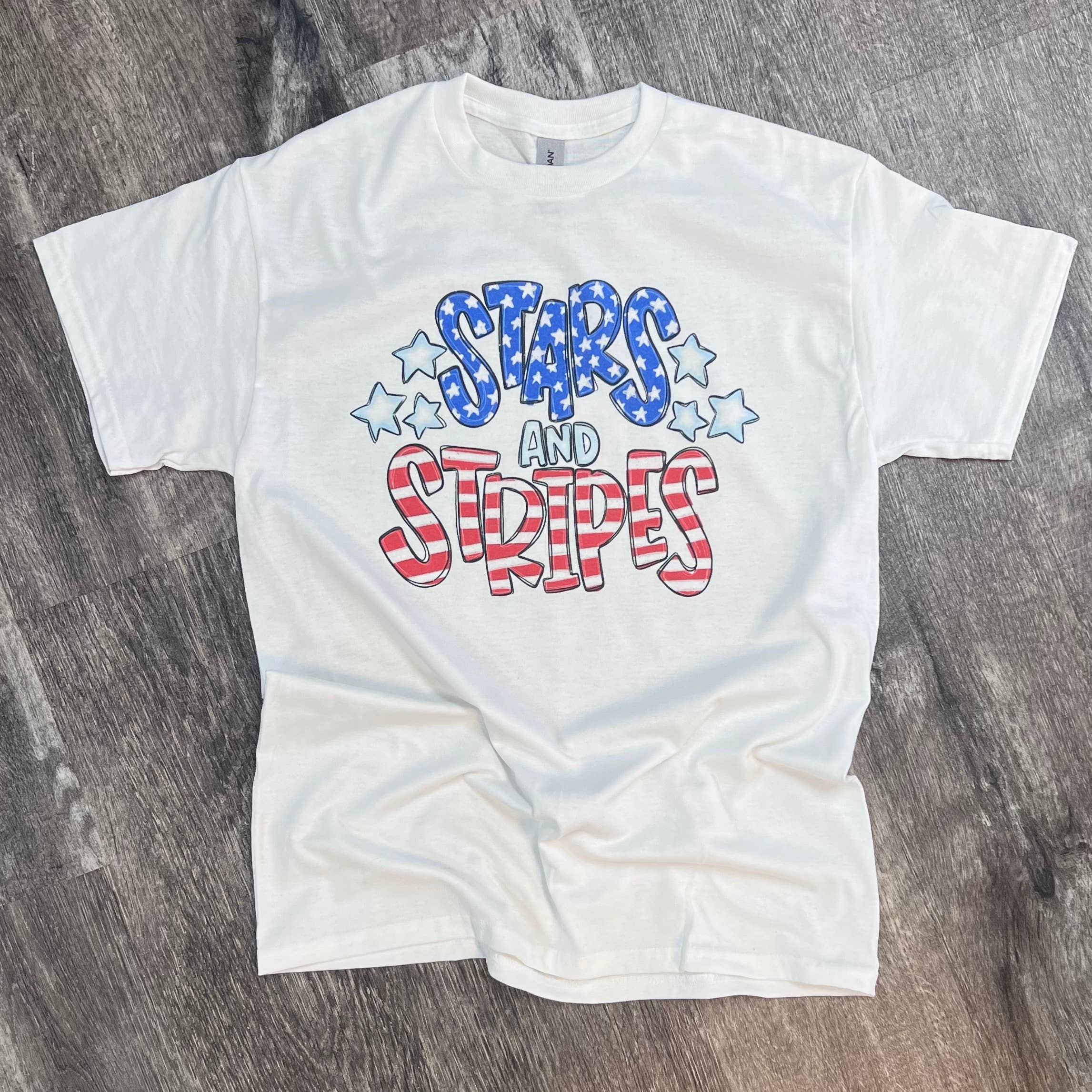 Stars and Stripes On White Tee Hoodie, Sweatshirt | PodTeesHub.com