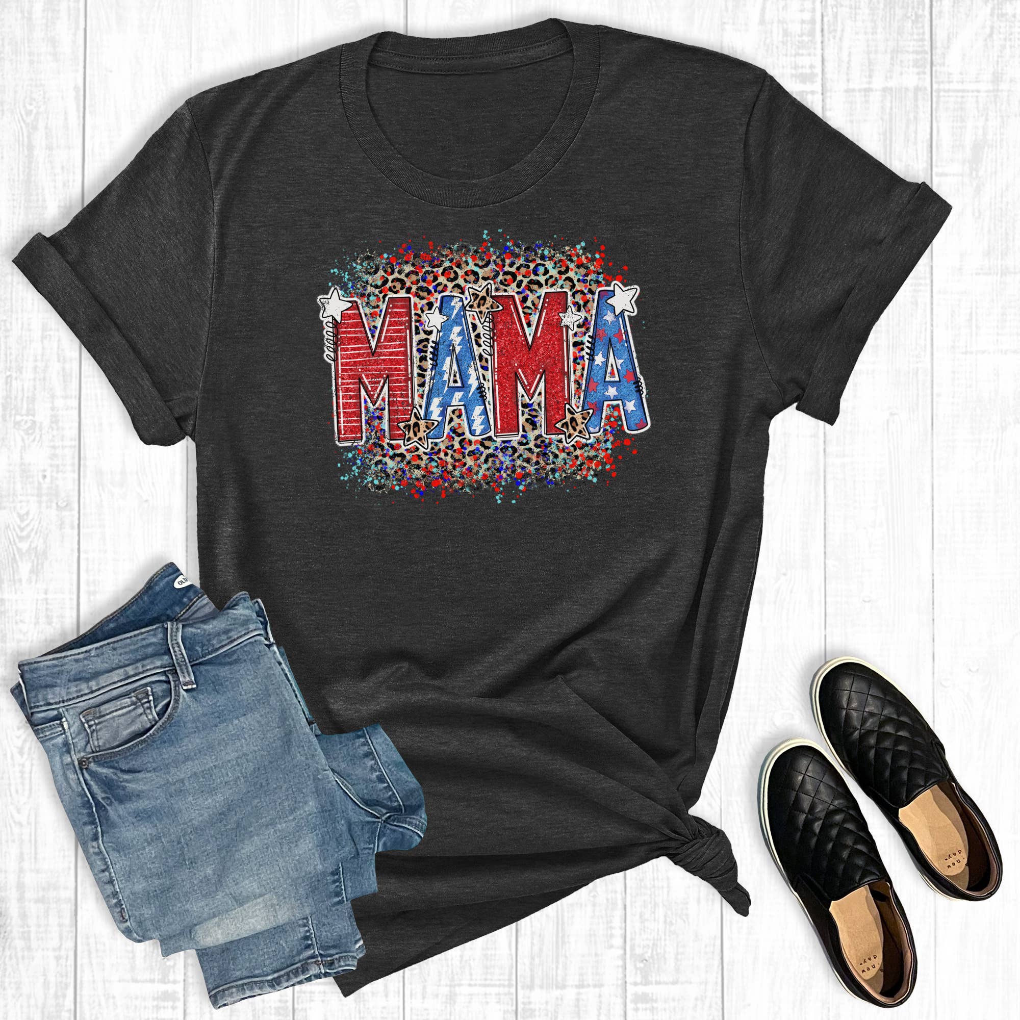 July 4th Leopard Mama Graphic Tee Hoodie, Sweatshirt | PodTeesHub.com
