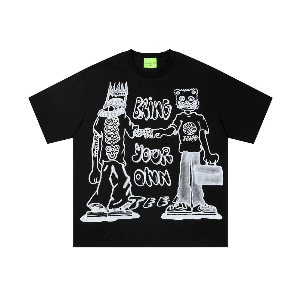 Vintage Hip Hop Trendy Loose Casual Cartoon Graffiti Print T Shirt Hoodie, Sweatshirt | PodTeesHub.com