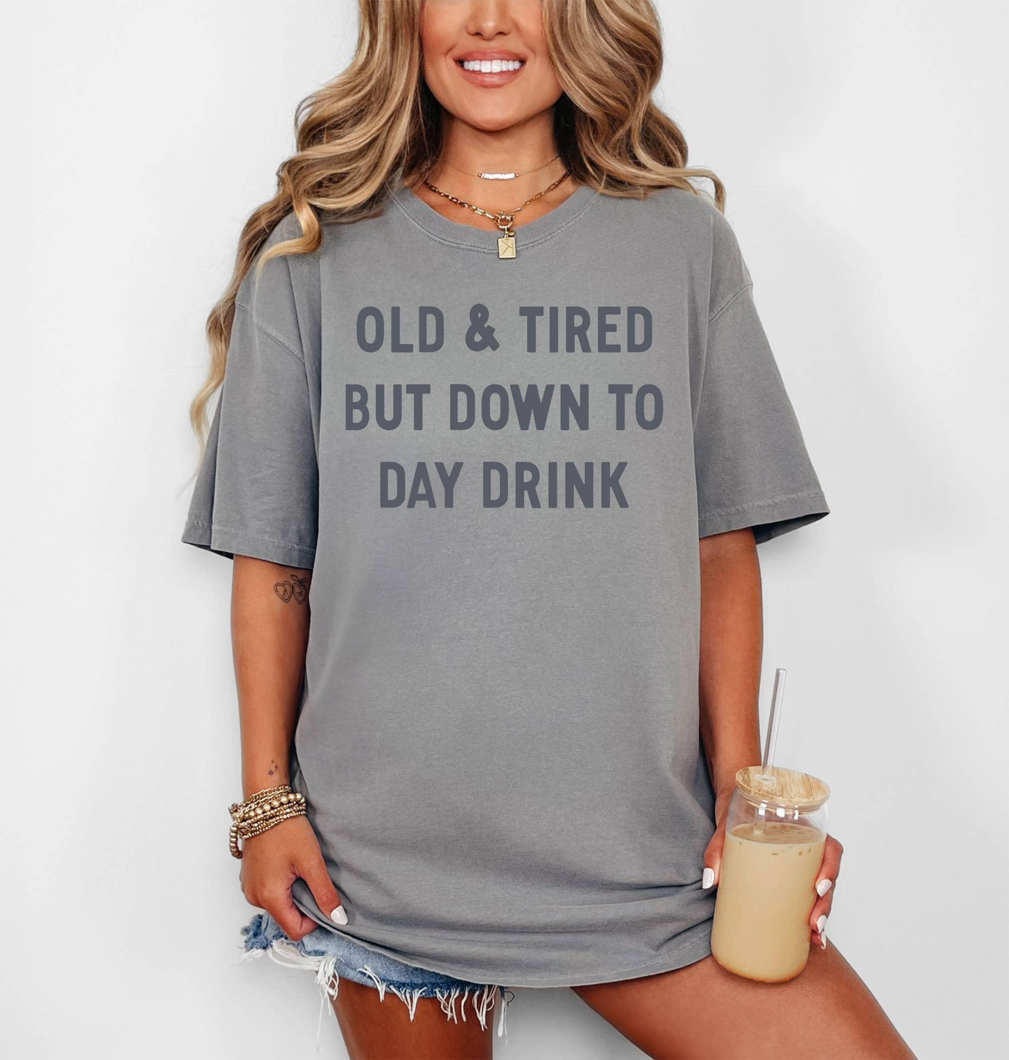 Down To Daydrink Grey Funny Shirt, Funny Graphic Tee Hoodie, Sweatshirt | PodTeesHub.com