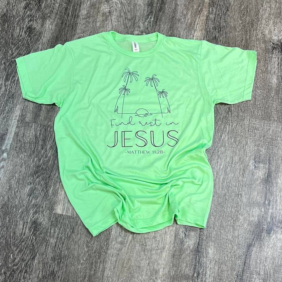 Find Rest in Jesus On Mint Green Tee Hoodie, Sweatshirt | PodTeesHub.com