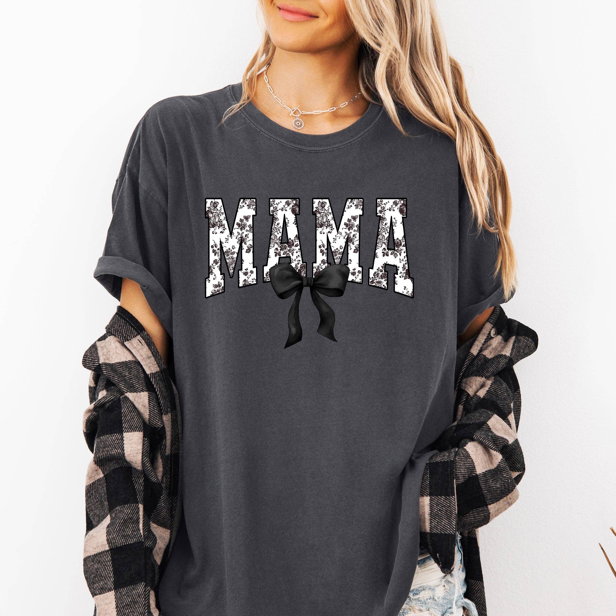 Mama, Bow, Ribbon Chinoiserie, Coquette Mother's Day Tshirt Hoodie, Sweatshirt | PodTeesHub.com