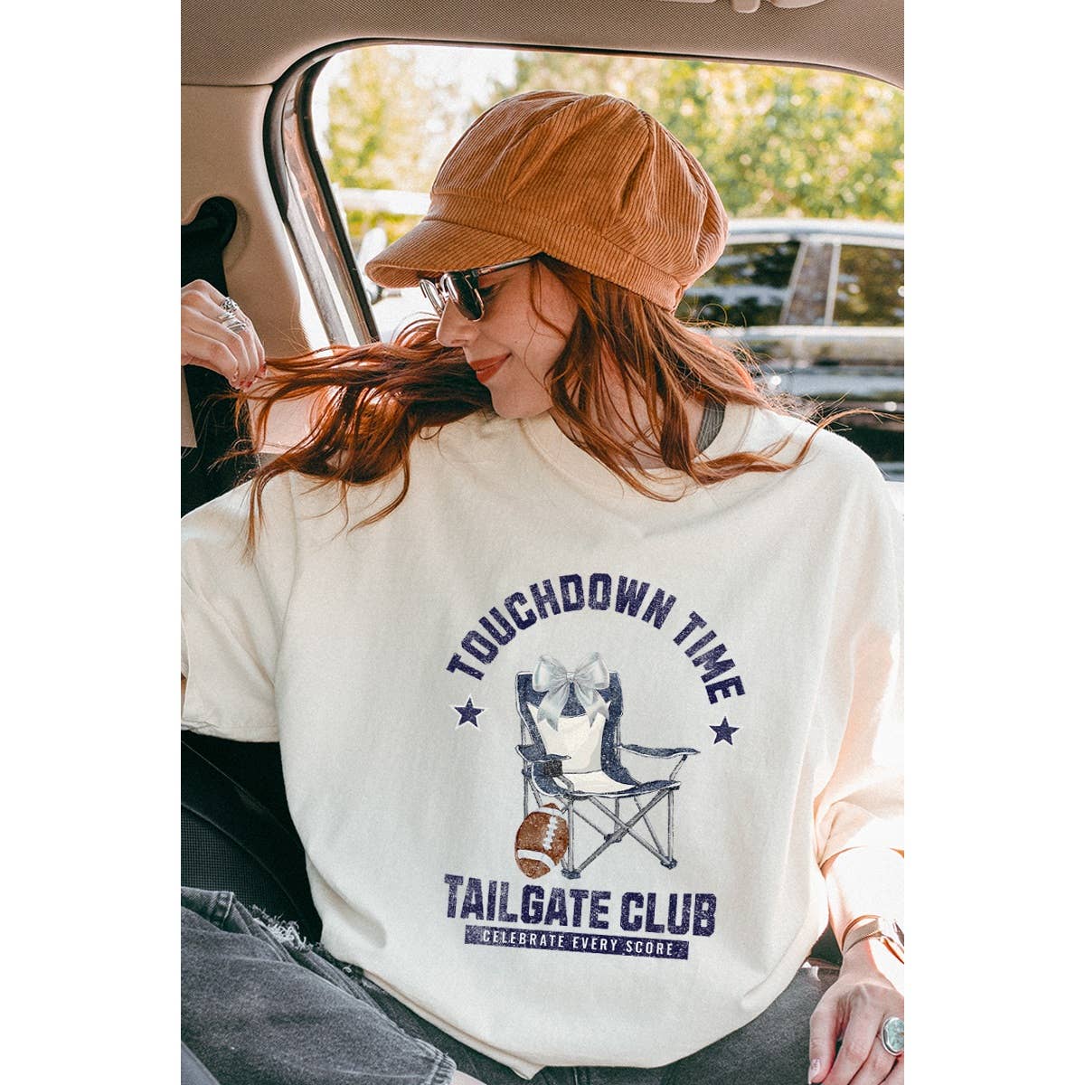 Touchdown Time Vintage Graphic Oversized Tee Hoodie, Sweatshirt | PodTeesHub.com