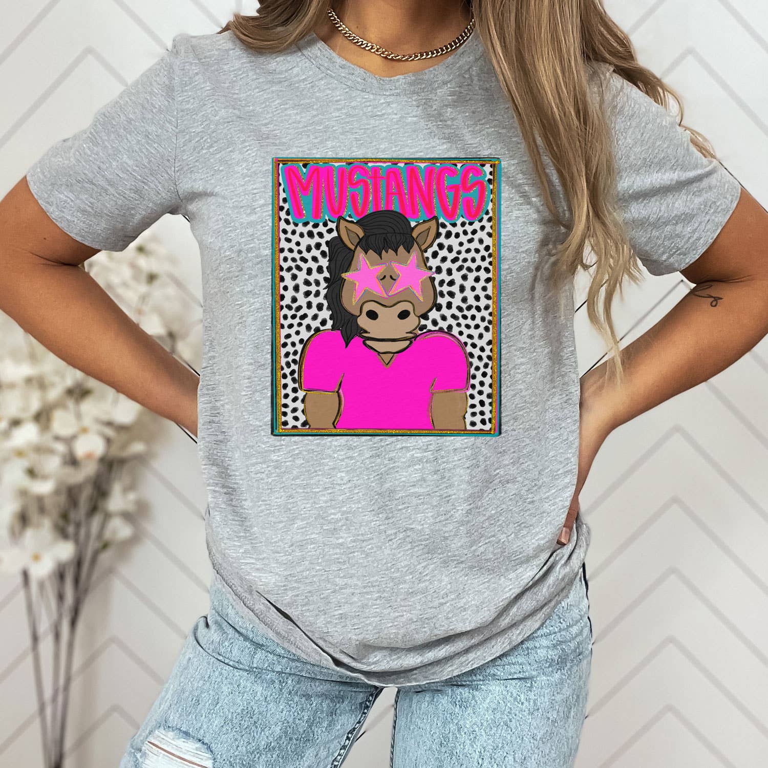 Mustangs Colorful Mascot Tee Hoodie, Sweatshirt | PodTeesHub.com