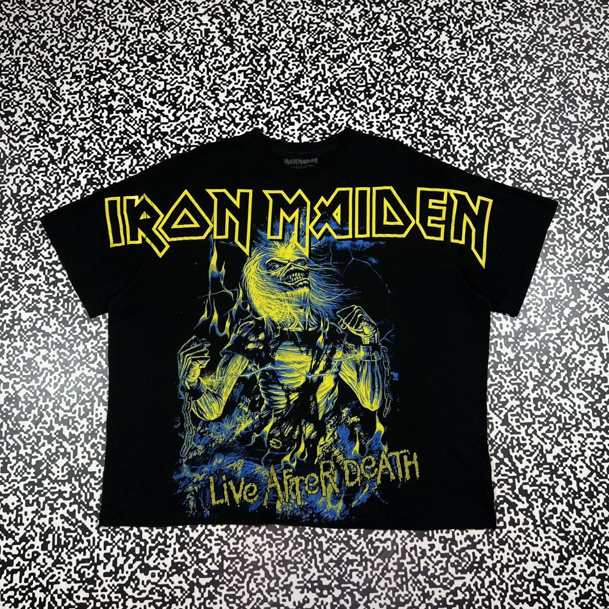 Iron Maiden Vintage Y2k Iron Maiden Over Print Band Rock Boxy T Shirt Hoodie, Sweatshirt | PodTeesHub.com