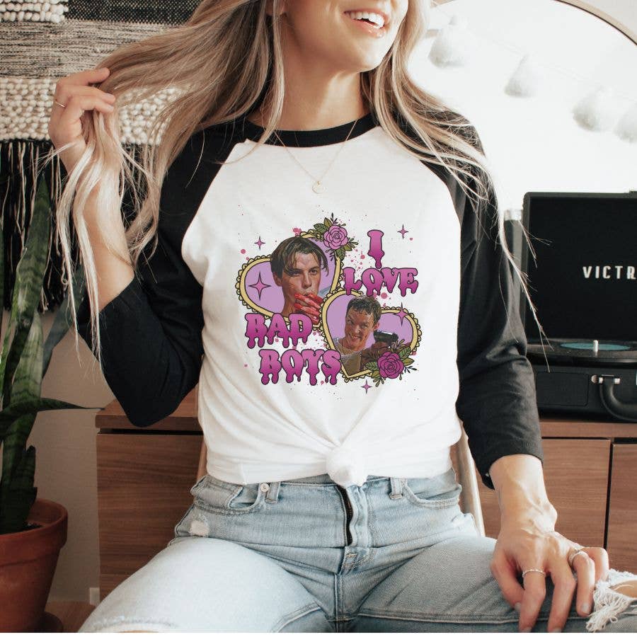 I Love Bad Boys Horror Scary Movie-  Baseball Raglan T-Shirt Hoodie, Sweatshirt | PodTeesHub.com