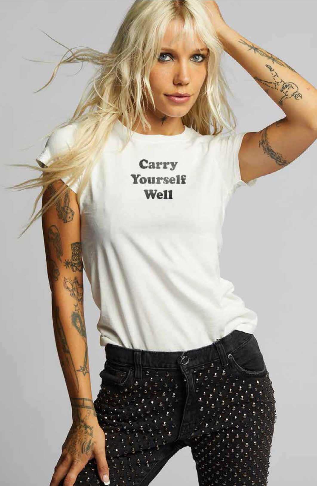303467 - 630 Carry Yourself Well Embroidery Baby Tee Hoodie, Sweatshirt | PodTeesHub.com