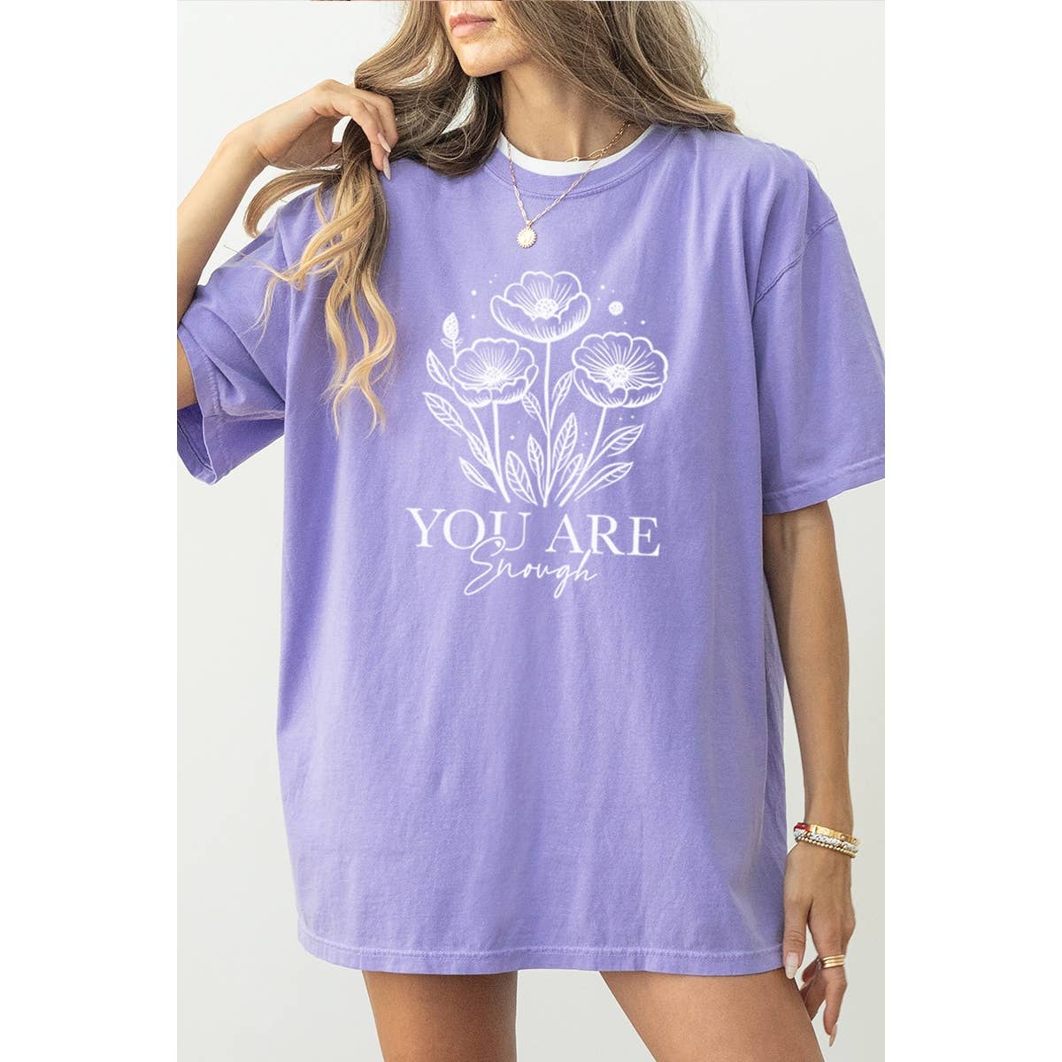 You Are Enough Vintage Graphic Oversized Tee Hoodie, Sweatshirt | PodTeesHub.com