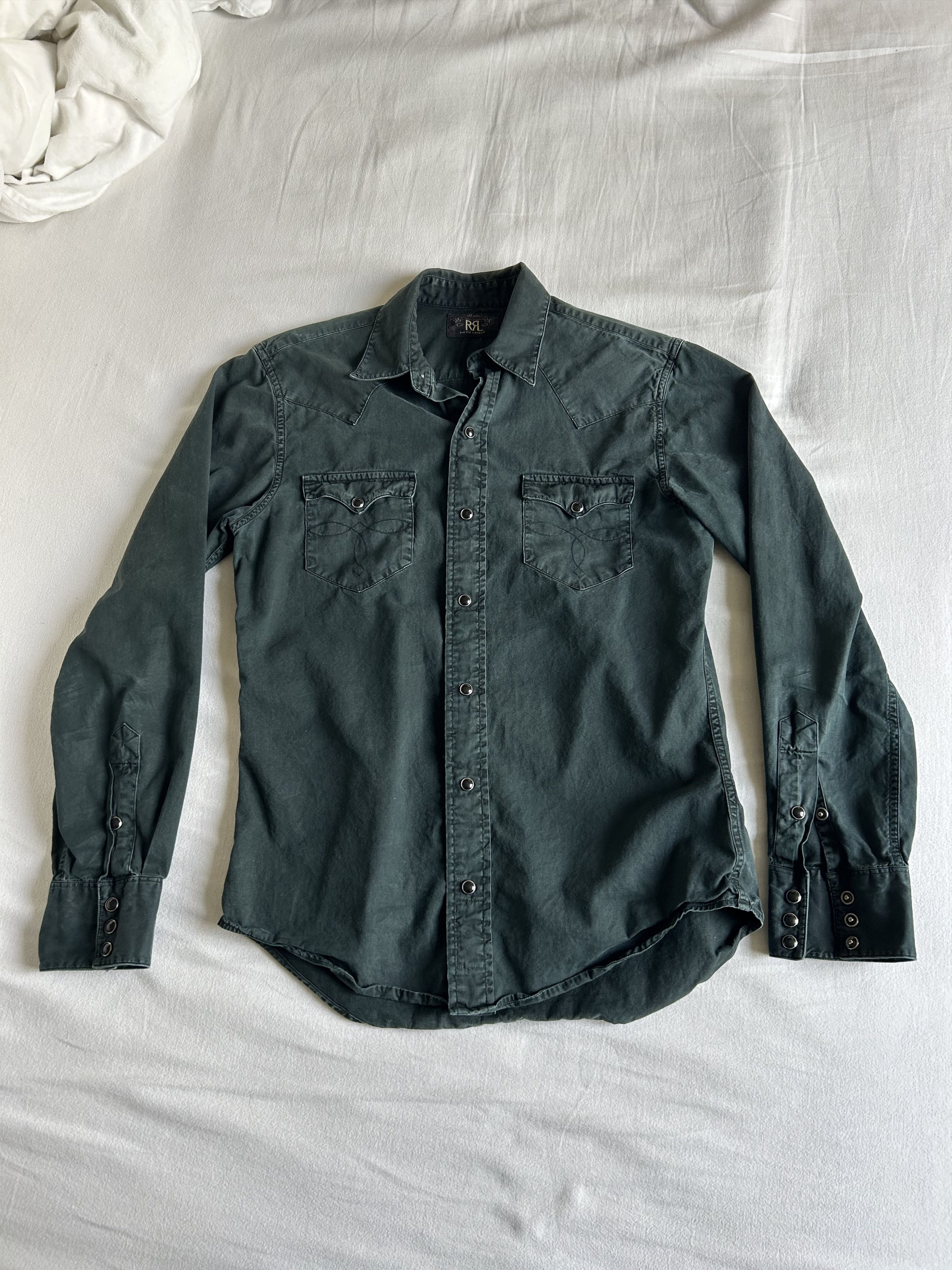 Ralph Lauren Rrl Slimfit Black Twill Western Shirt Corozo Nut Snaps Hoodie, Sweatshirt | PodTeesHub.com