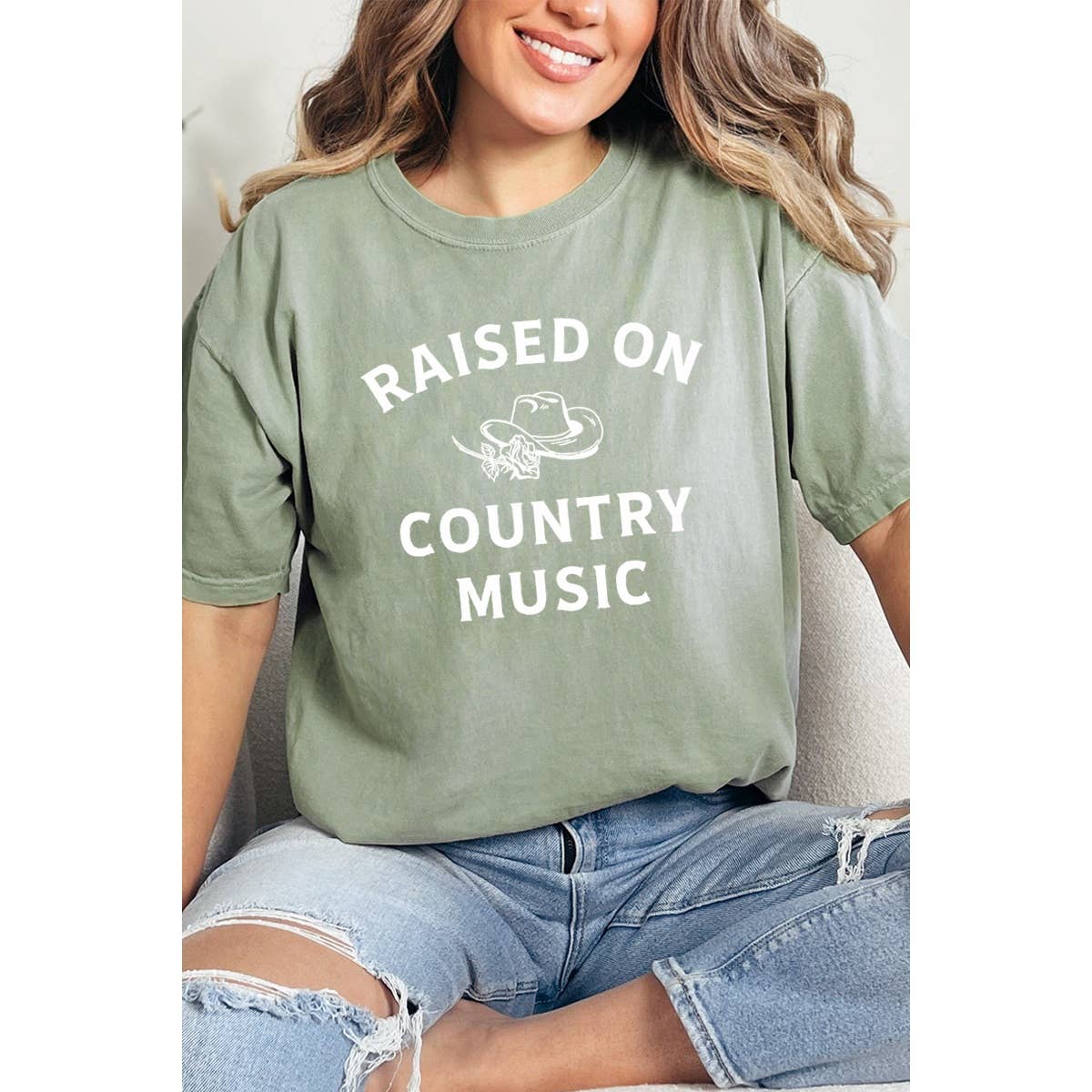 Raised On Country Music Vintage Graphic Oversized Tee Hoodie, Sweatshirt | PodTeesHub.com