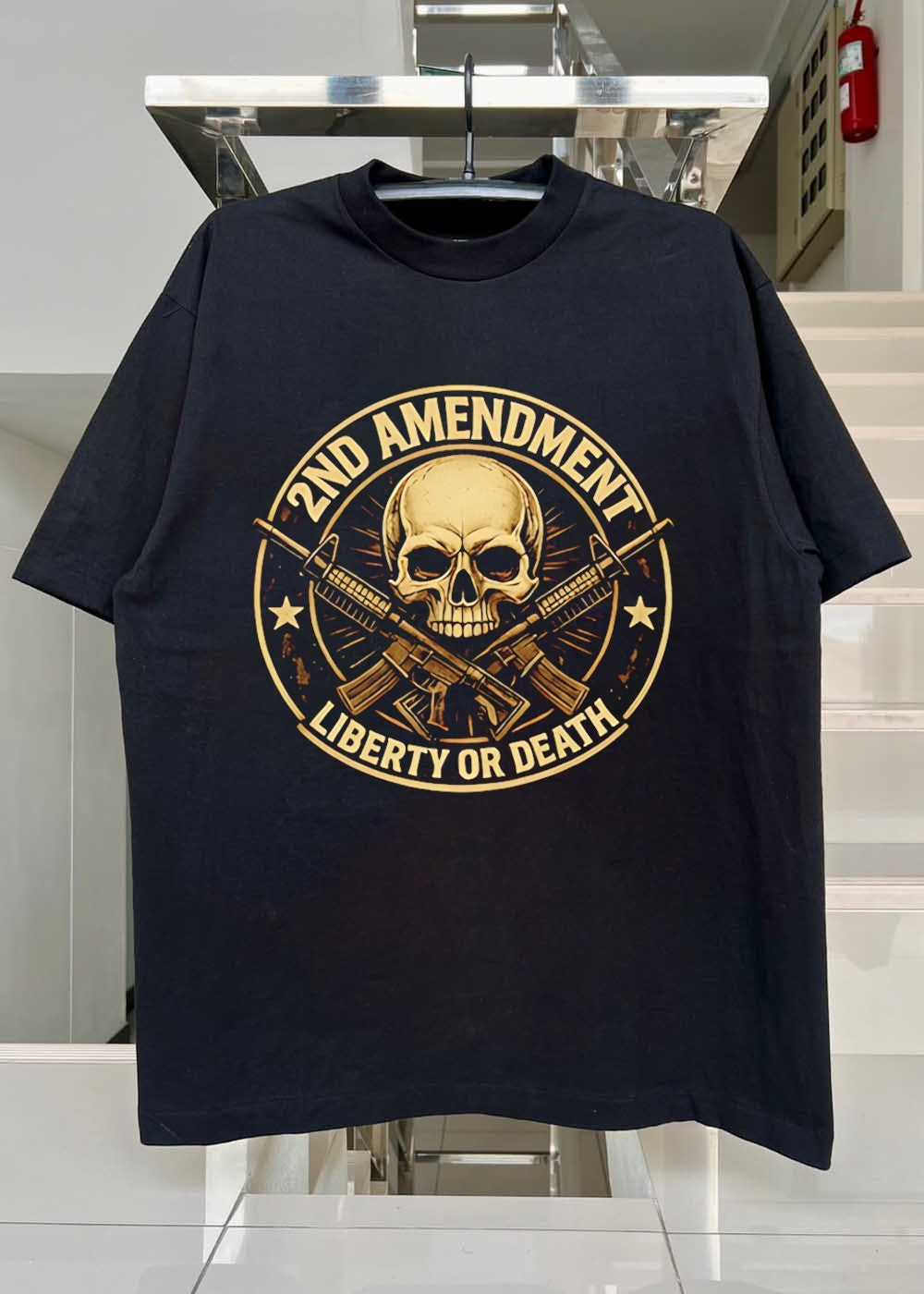 2nd Amendment Skull Rifle Liberty or Death T-Shirt