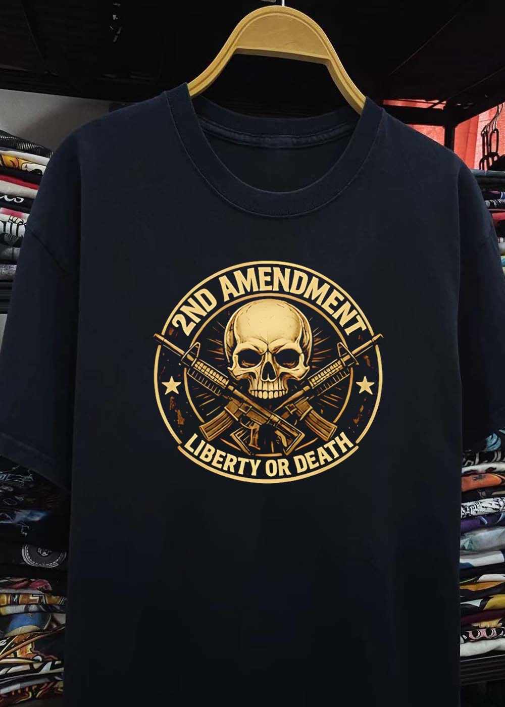 2nd Amendment Skull Rifle Liberty or Death T-Shirt