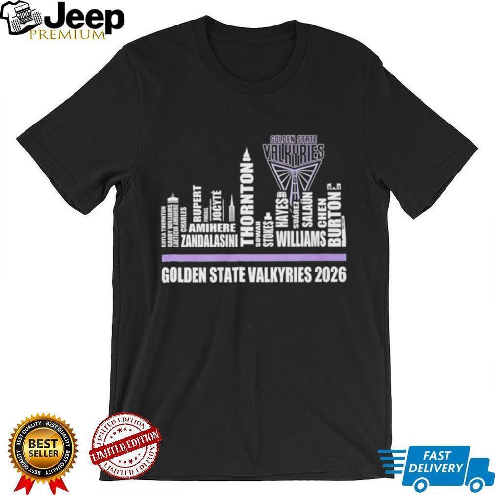 Golden State Valkyries 2026 team name skyline graphic shirt