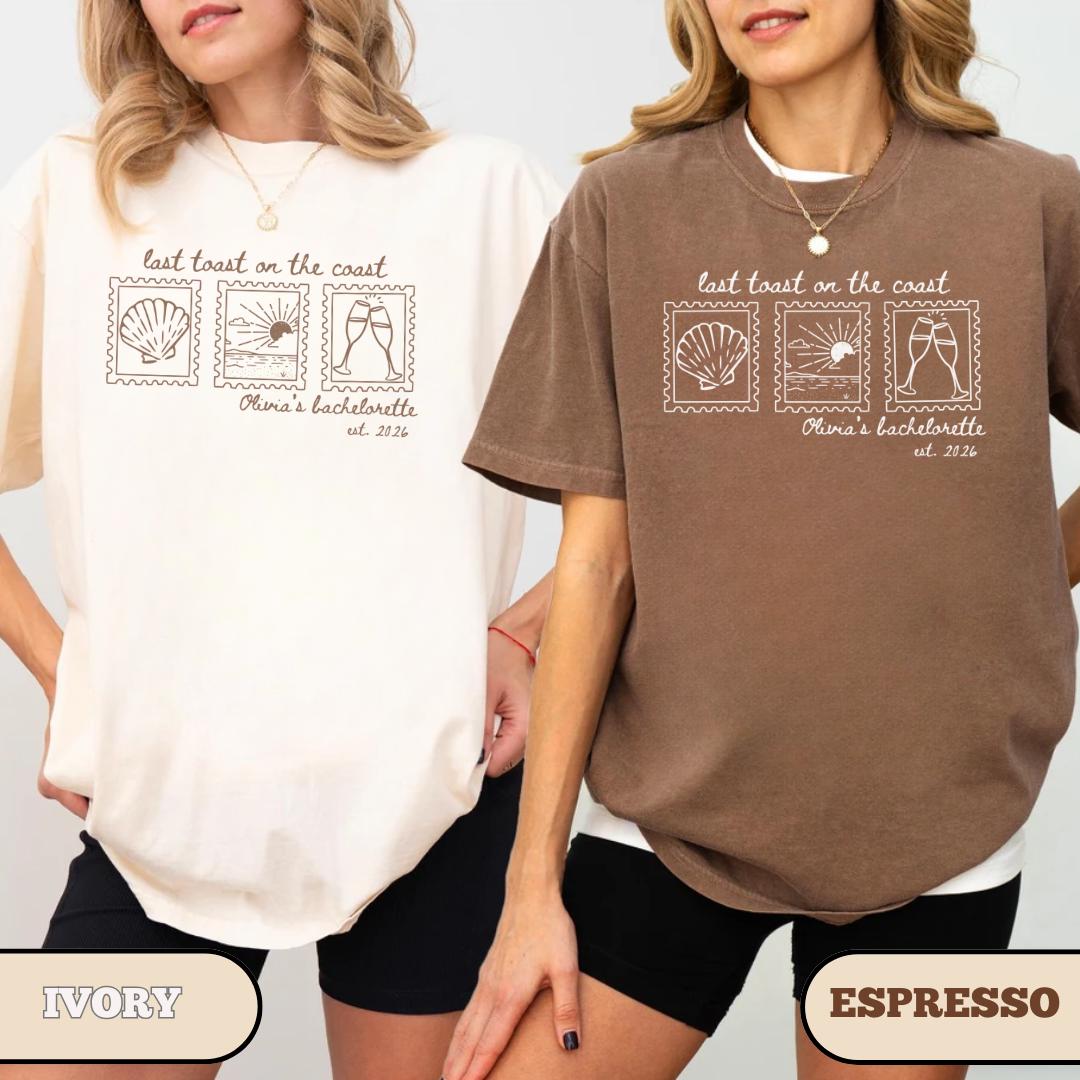 Last Toast Coast Bachelorette Custom Beach Bachelorette Party Last Splash Tee Personalized Seashell (4)