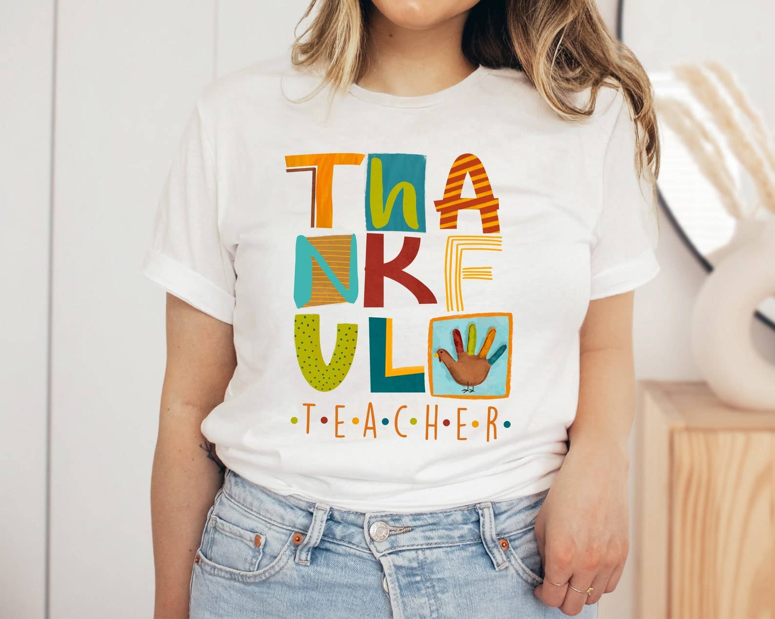 Thankful Teacher T-Shirt - Cute Women Tee Hoodie, Sweatshirt | PodTeesHub.com