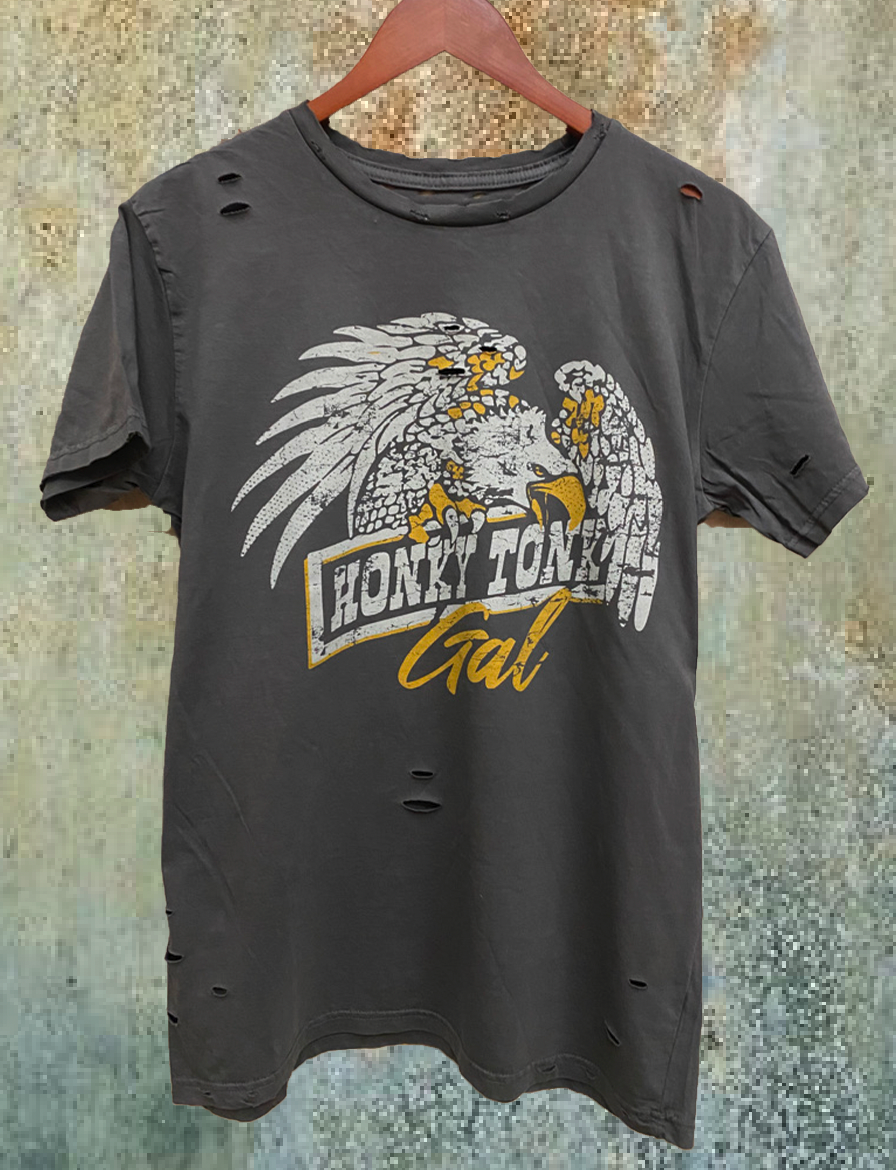 Honky Tonk Gal Distressed T-Shirt Hoodie, Sweatshirt | PodTeesHub.com